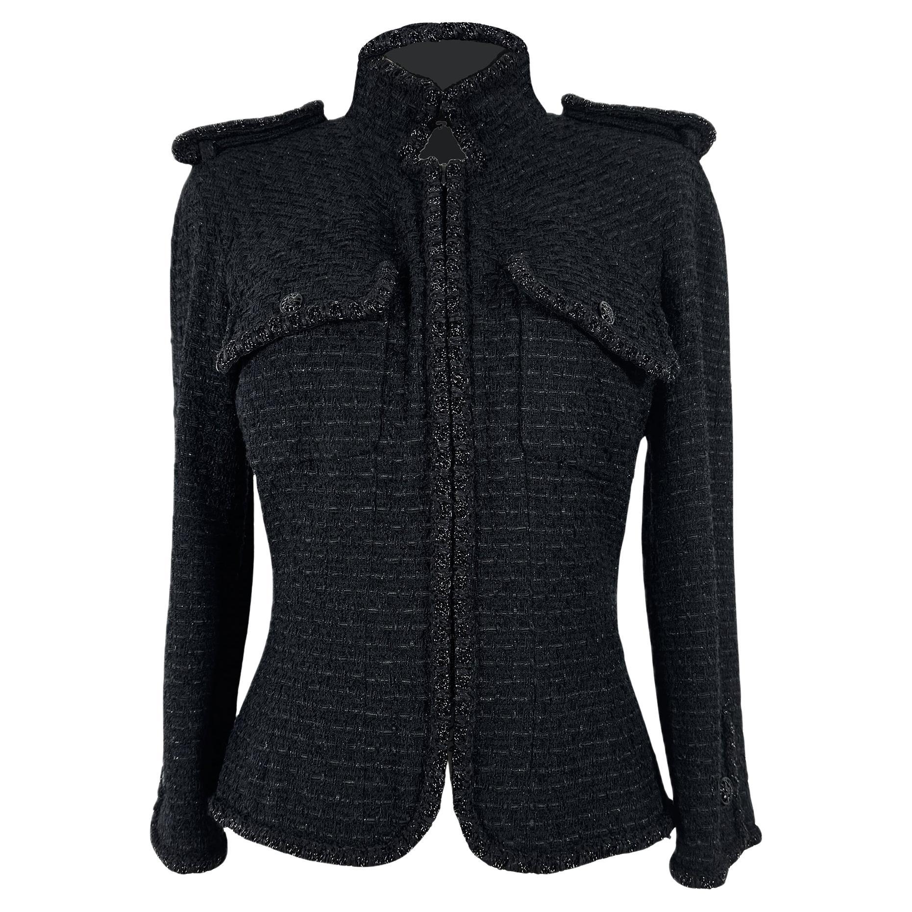 Chanel, l'iconica giacca in tweed nero stile Kate Moss 38 FR in vendita
