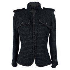 Chanel, l'iconica giacca in tweed nero stile Kate Moss 38 FR