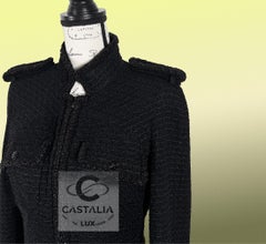 CHANEL Ikonische Kate Moss Stil Schwarz Tweed Jacke 40 FR