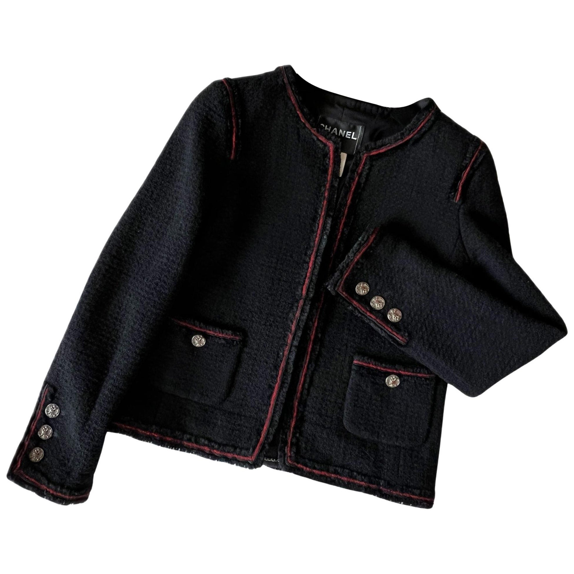 Chanel Iconic Kate Moss Style Black Tweed Jacket 40 FR