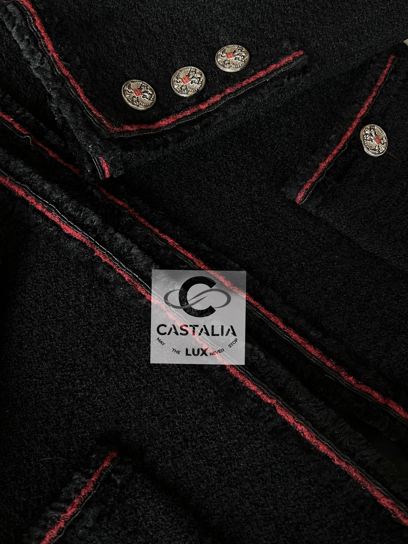 Chanel Icónica Chaqueta de Tweed Negra Estilo Kate Moss 42 FR 5