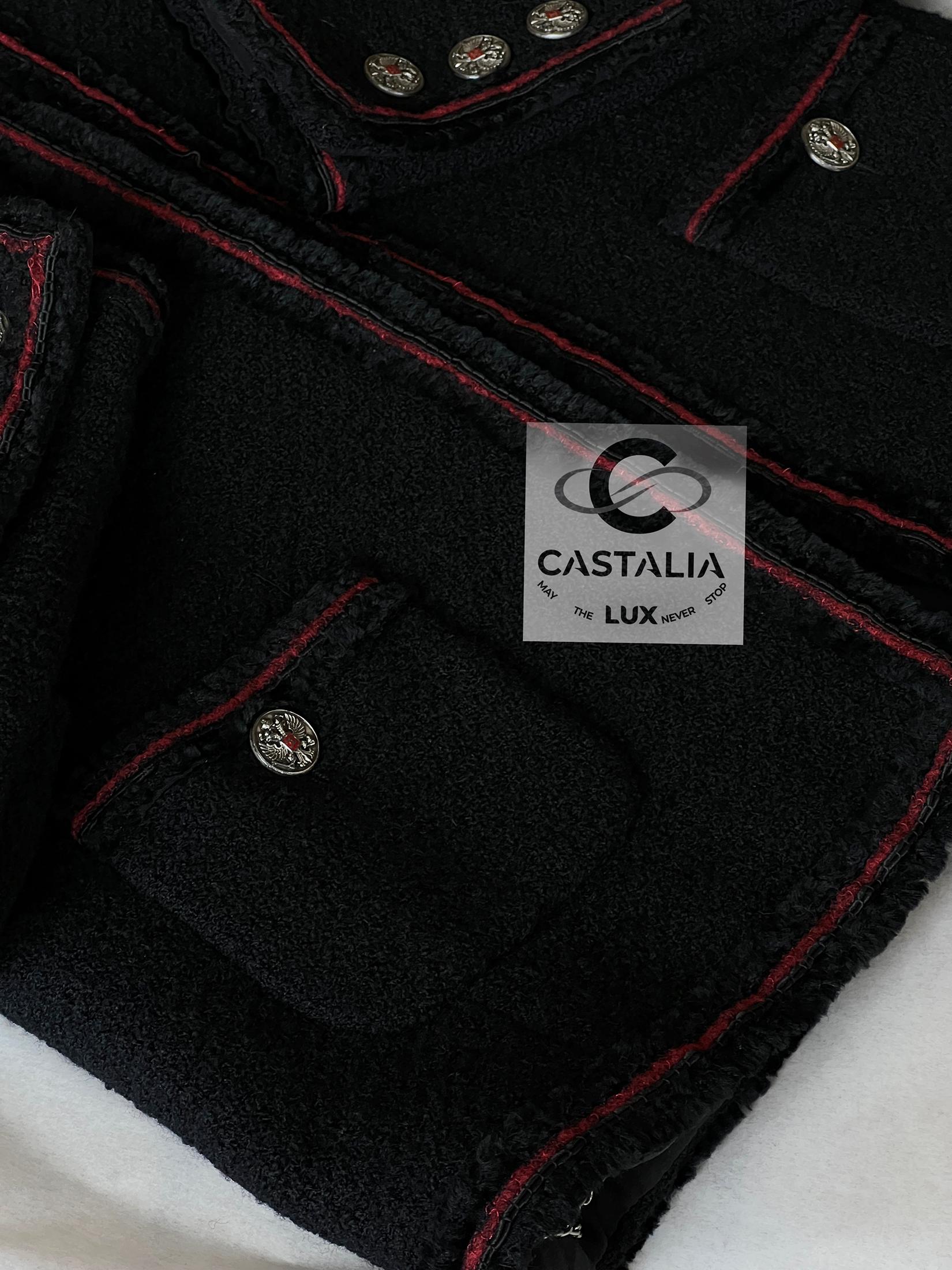 Chanel Icónica Chaqueta de Tweed Negra Estilo Kate Moss 42 FR 7
