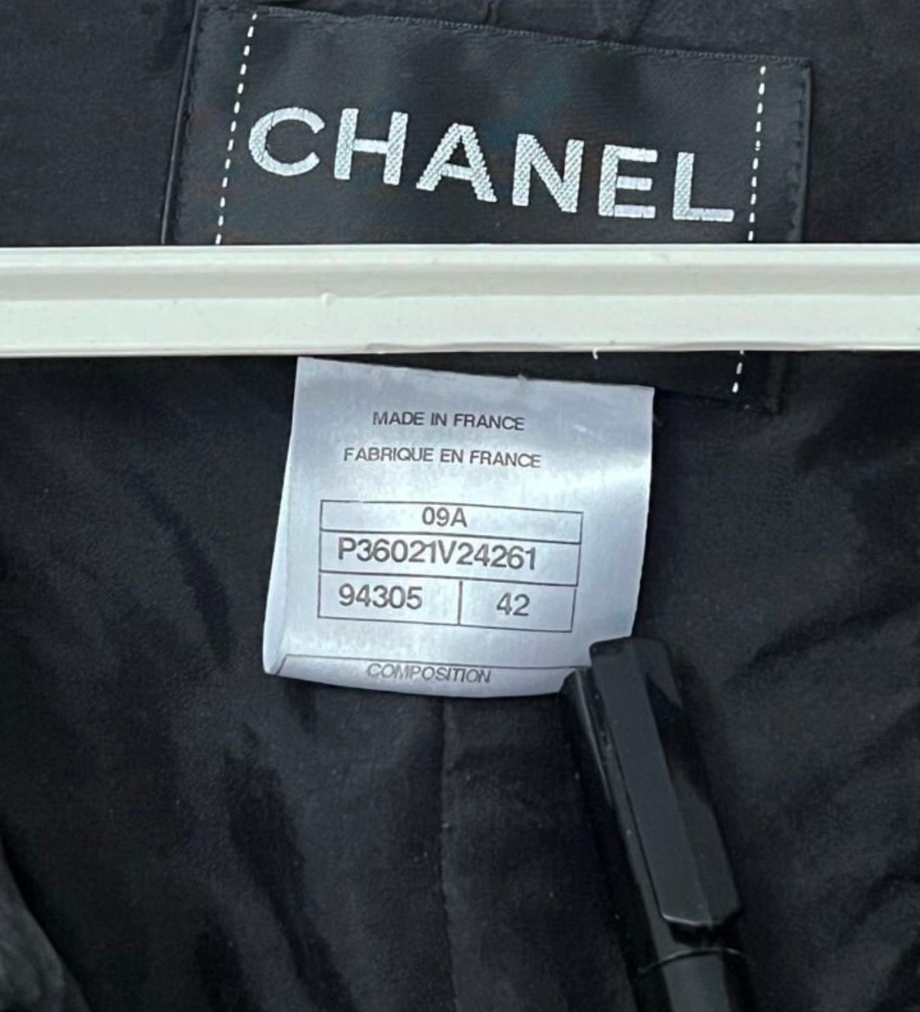 Chanel Icónica Chaqueta de Tweed Negra Estilo Kate Moss 42 FR 9