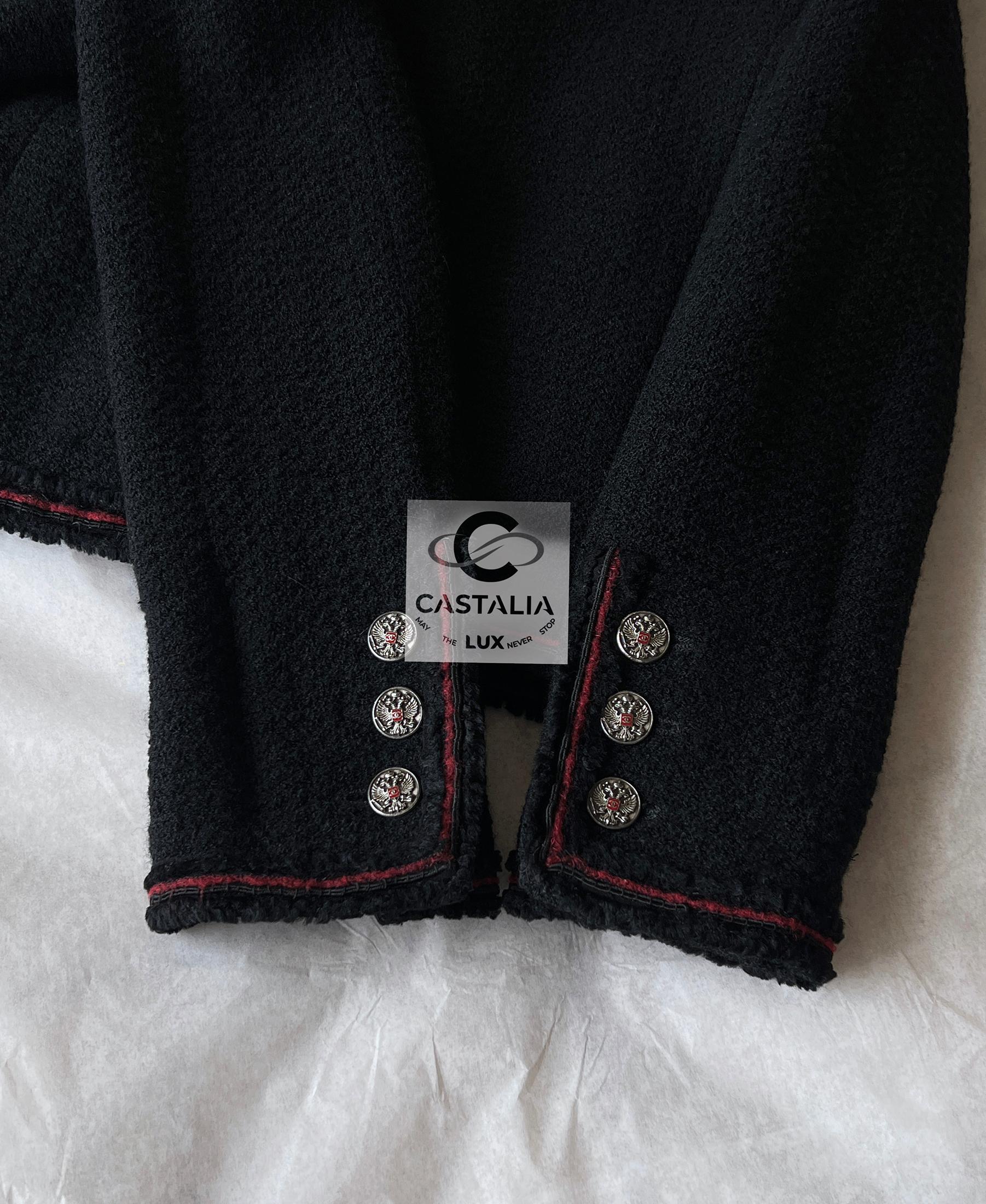Femenino o masculino Chanel Icónica Chaqueta de Tweed Negra Estilo Kate Moss 42 FR