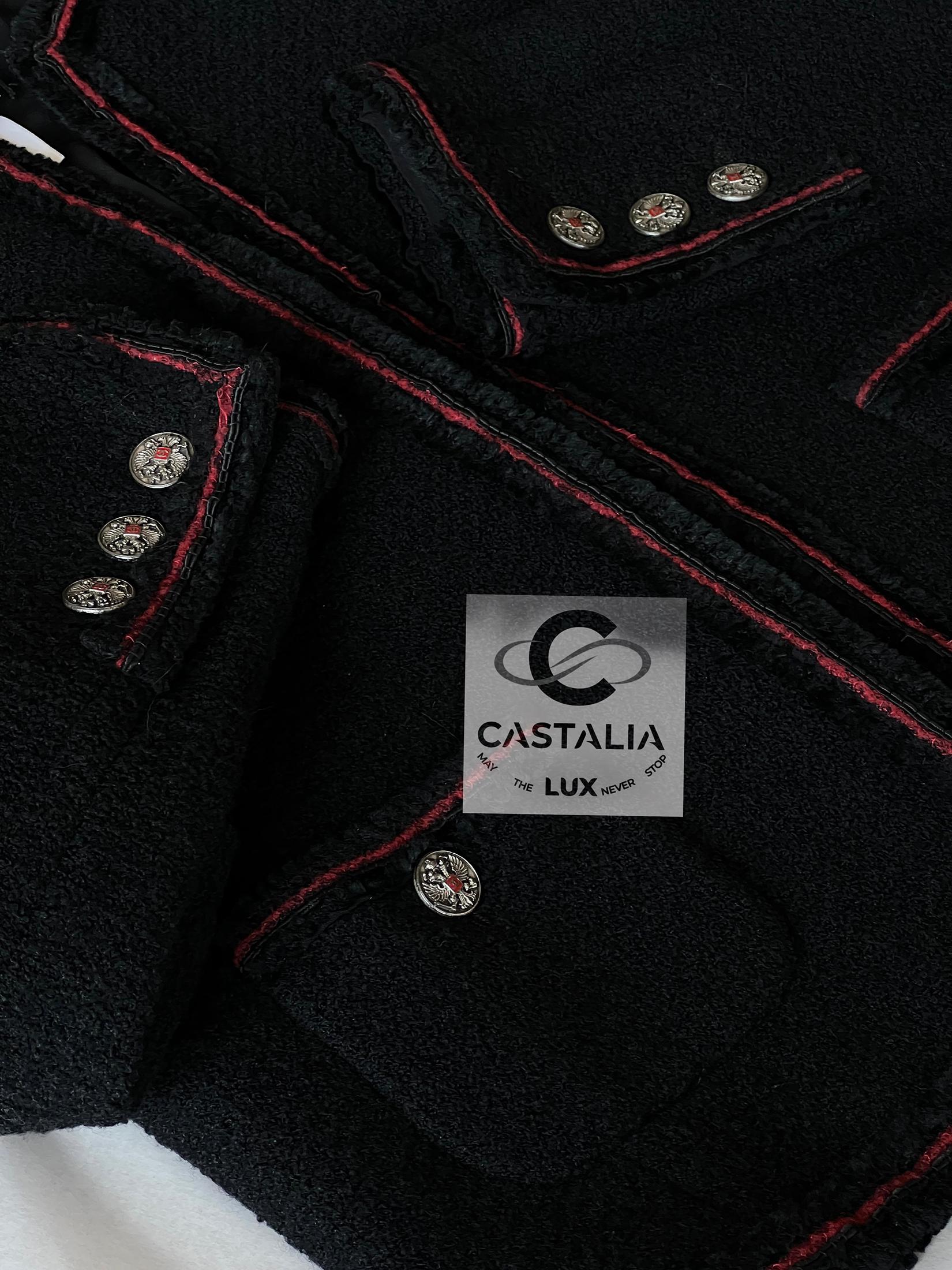 Chanel Icónica Chaqueta de Tweed Negra Estilo Kate Moss 42 FR 4