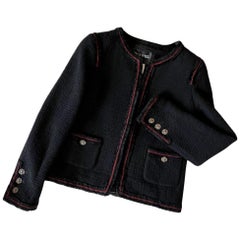 Chanel Iconic Kate Moss Style Black Tweed Jacket 42 FR