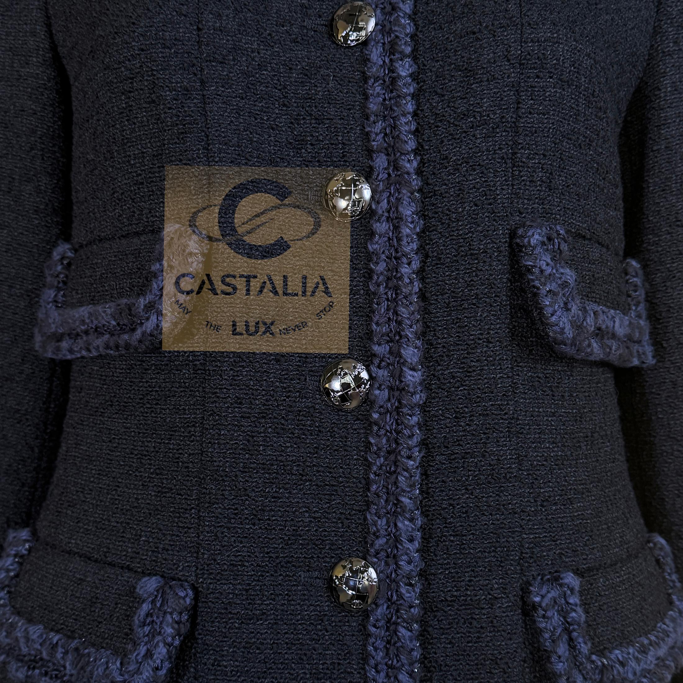 CHANEL Iconique Keira Knightley Style Veste en Tweed Noir 40 FR en vente 7