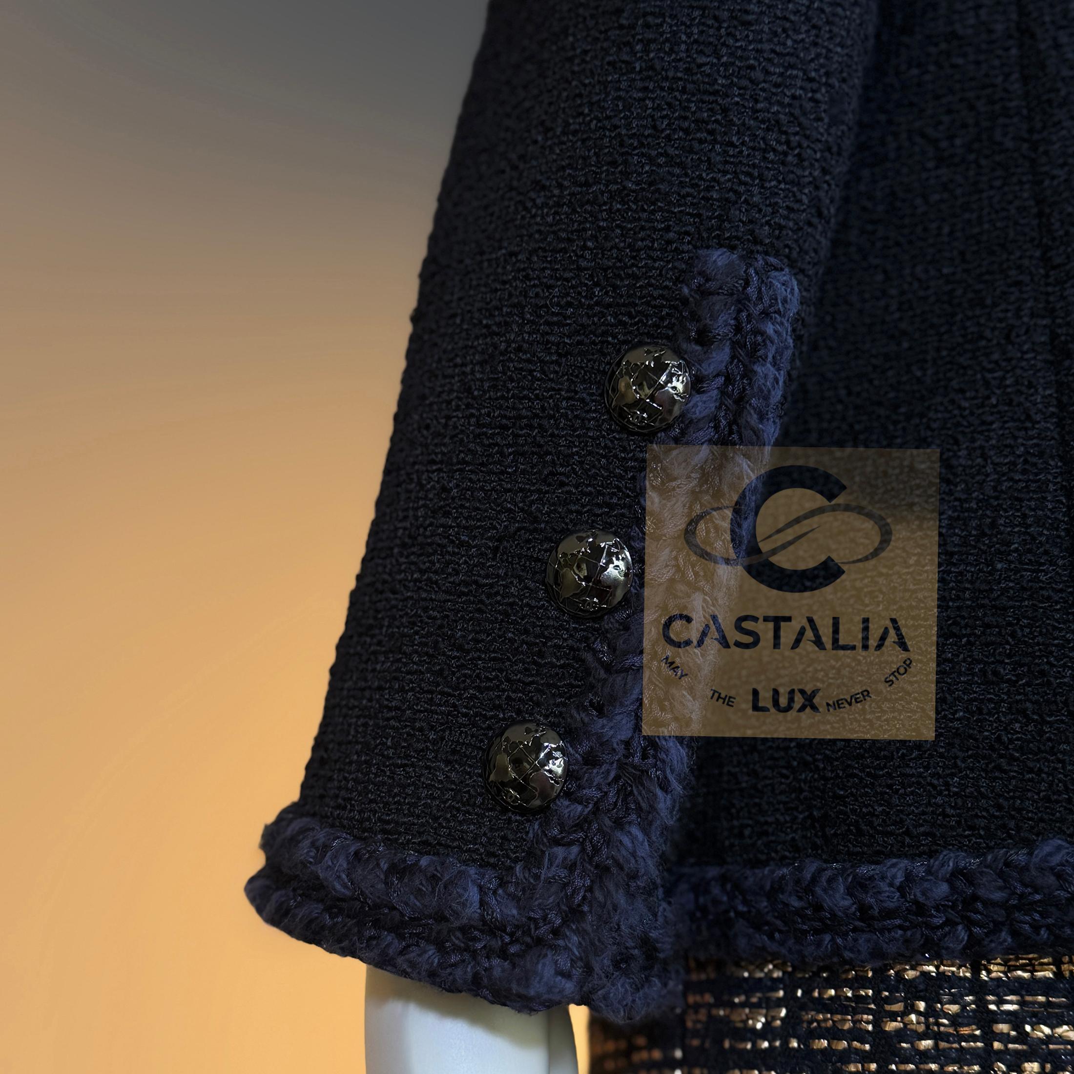 CHANEL Iconique Keira Knightley Style Veste en Tweed Noir 40 FR en vente 11