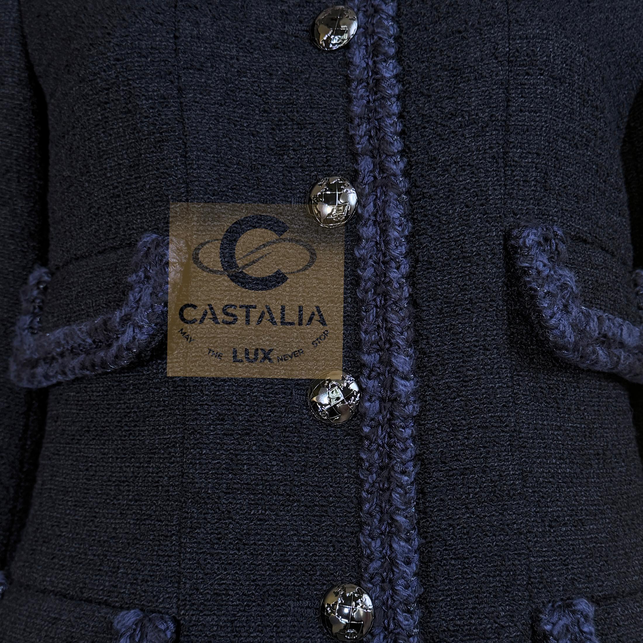 CHANEL Iconique Keira Knightley Style Veste en Tweed Noir 40 FR en vente 5