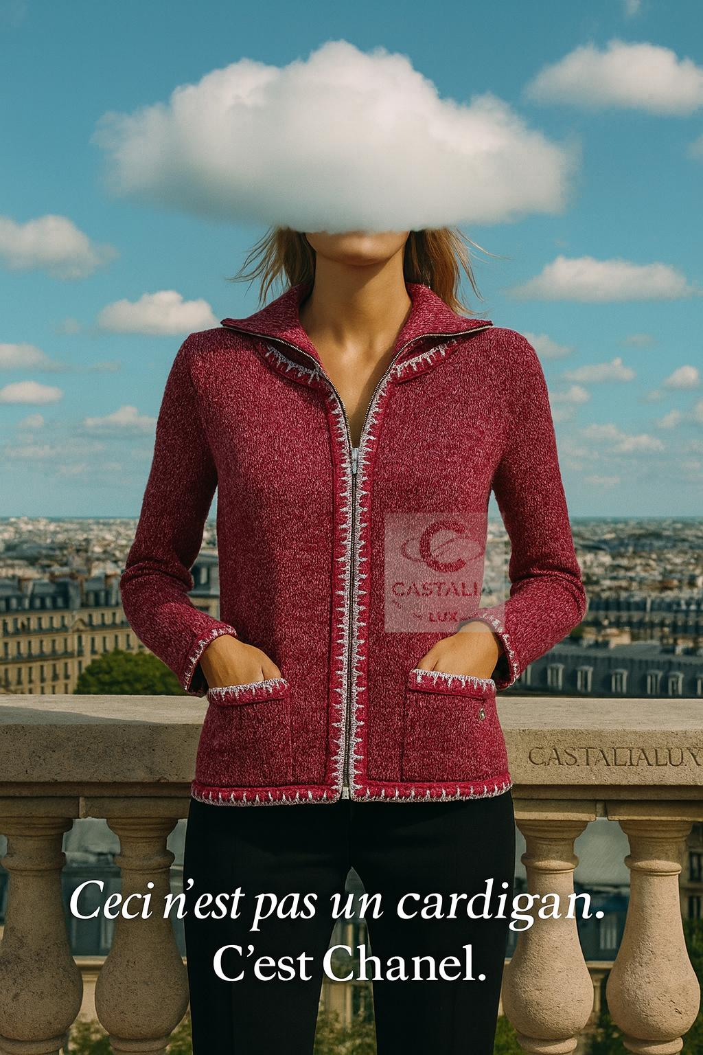 CHANEL Iconic Burgundy Cashmere Jacke

~ Runway of the Fall 2016 Collection - zu sehen an Kristen Stewart in Kampagnenbildern und auf Magazincovern

~  Diese Jacke trägt die Aura von Berühmtheit und Kampagnenlegende - sie steht an der Schwelle