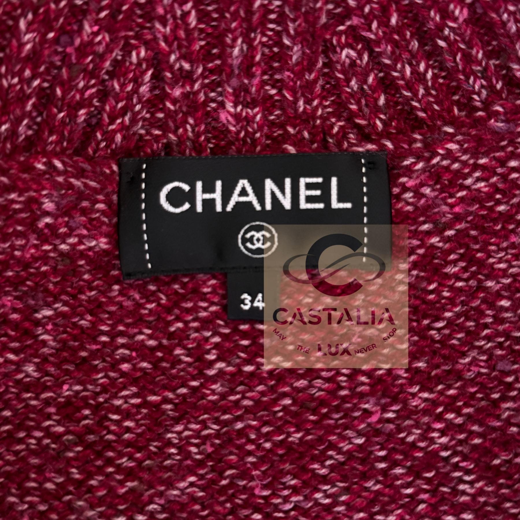 CHANEL Iconic Kristen Stewart Style Burgundy Jacke 34 FR im Angebot 14