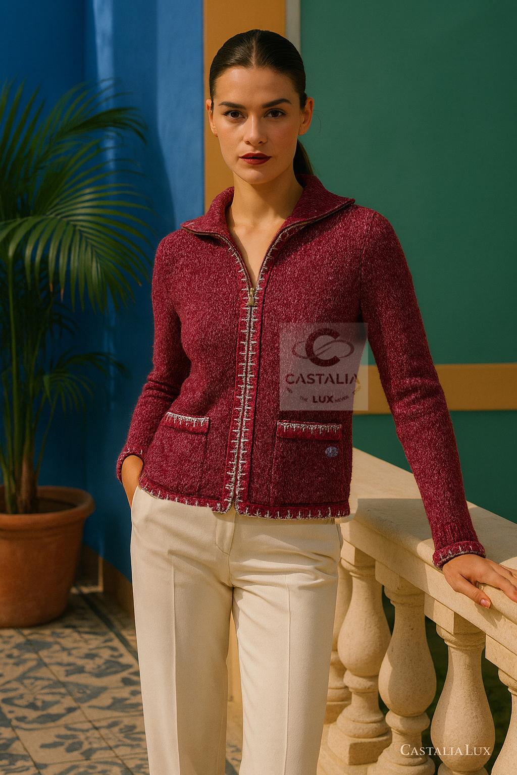 CHANEL Iconic Kristen Stewart Style Burgundy Jacke 34 FR im Angebot 2