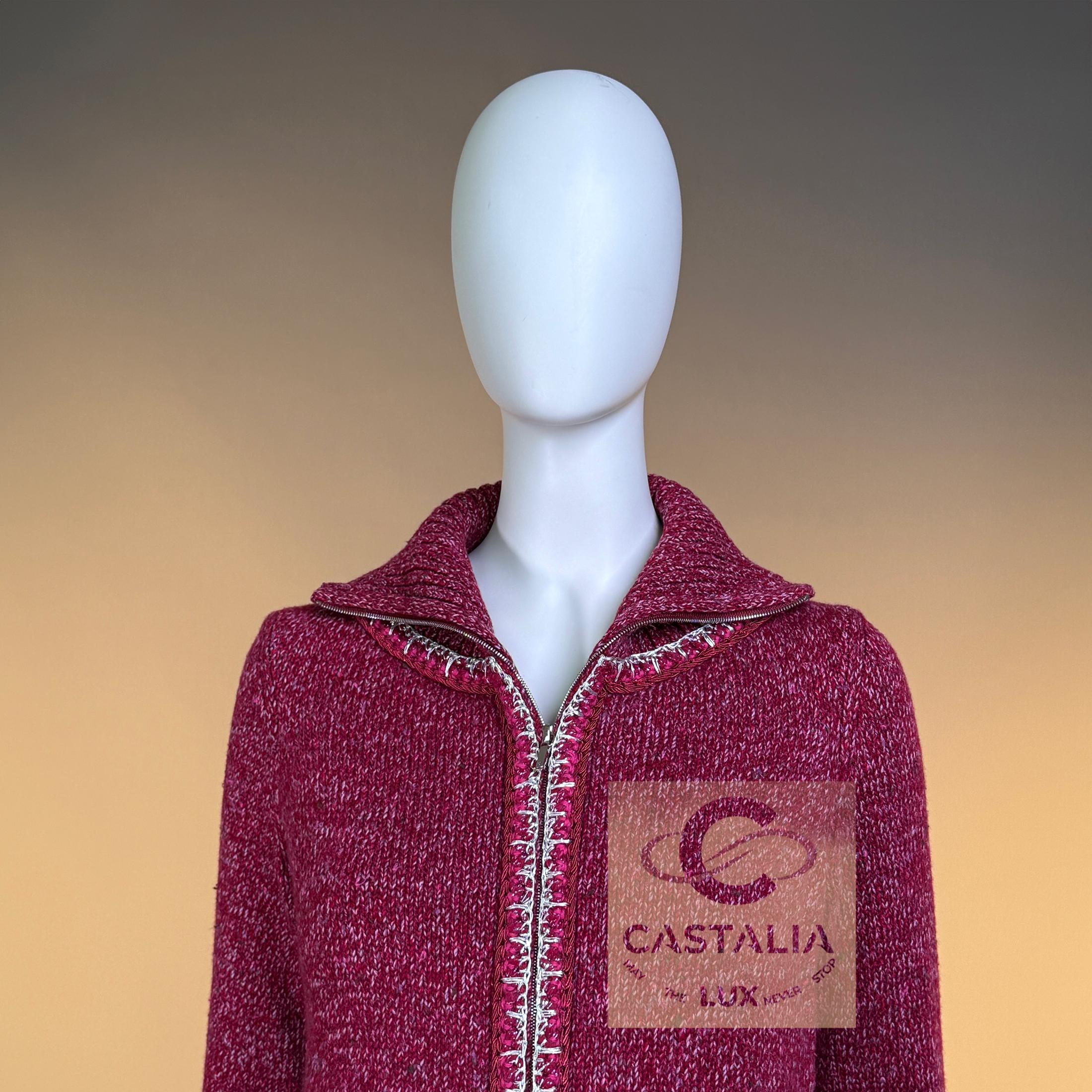 CHANEL Chaqueta Borgoña Icónica Estilo Kristen Stewart 36 FR en venta 5