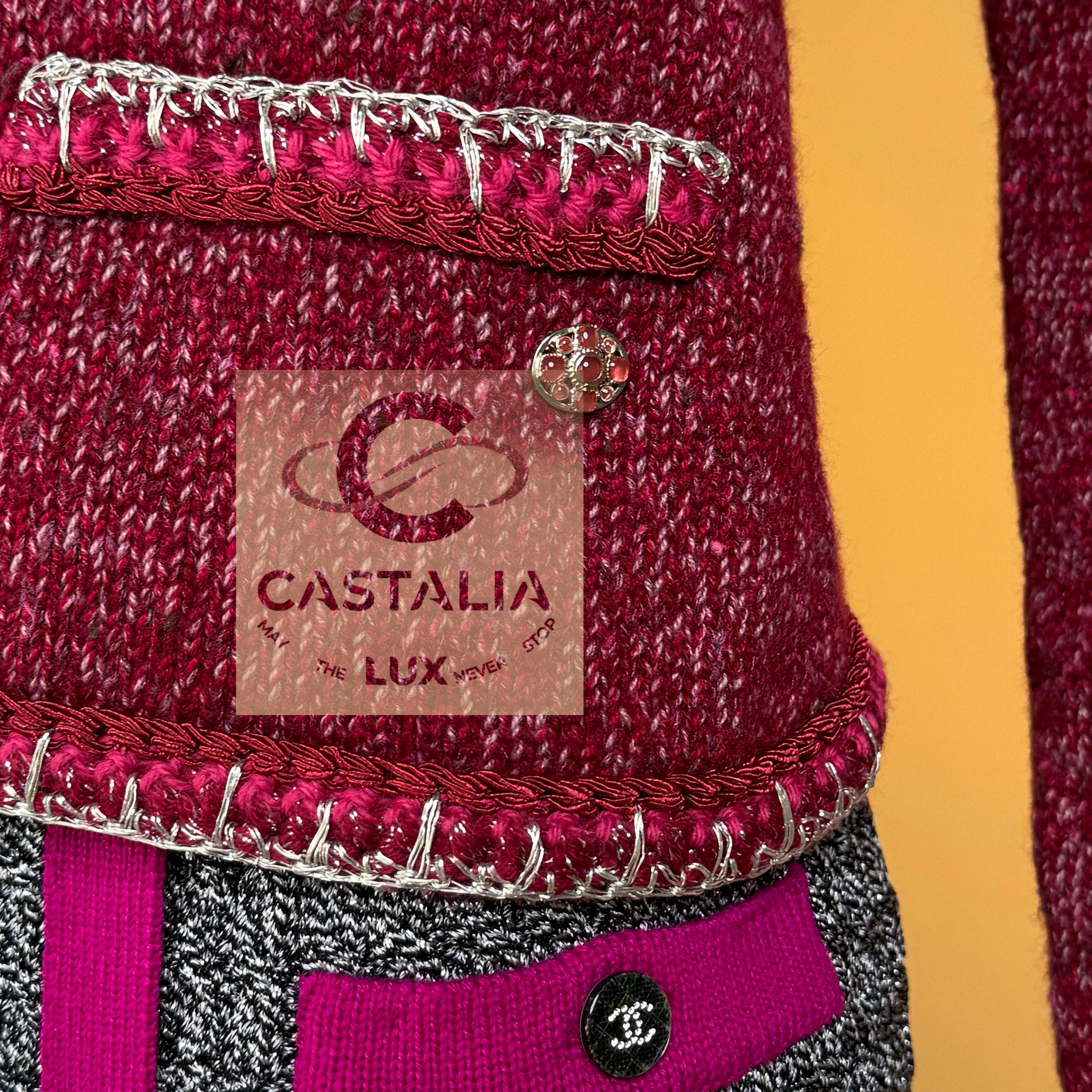 CHANEL Chaqueta Borgoña Icónica Estilo Kristen Stewart 36 FR en venta 8