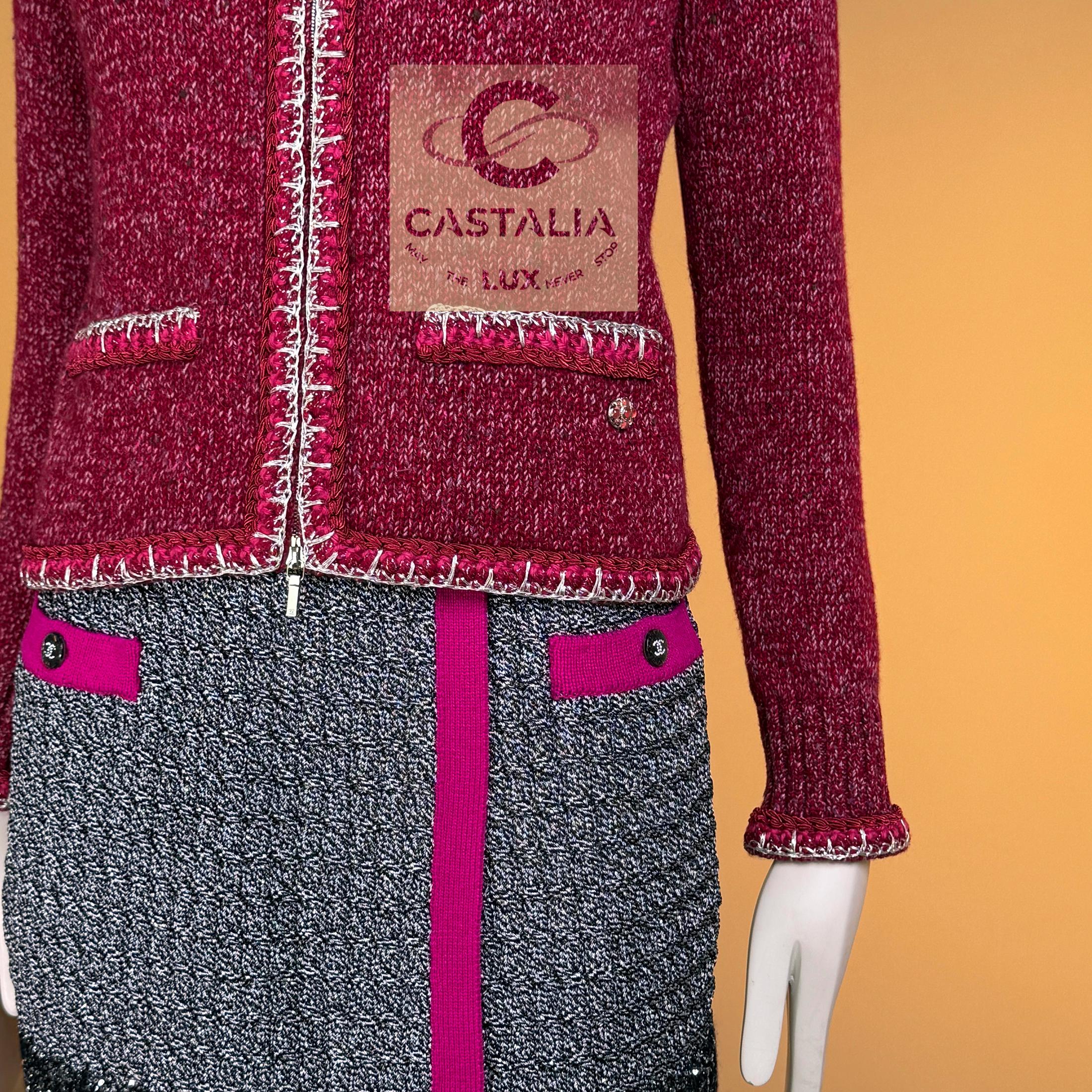 CHANEL Chaqueta Borgoña Icónica Estilo Kristen Stewart 36 FR en venta 10