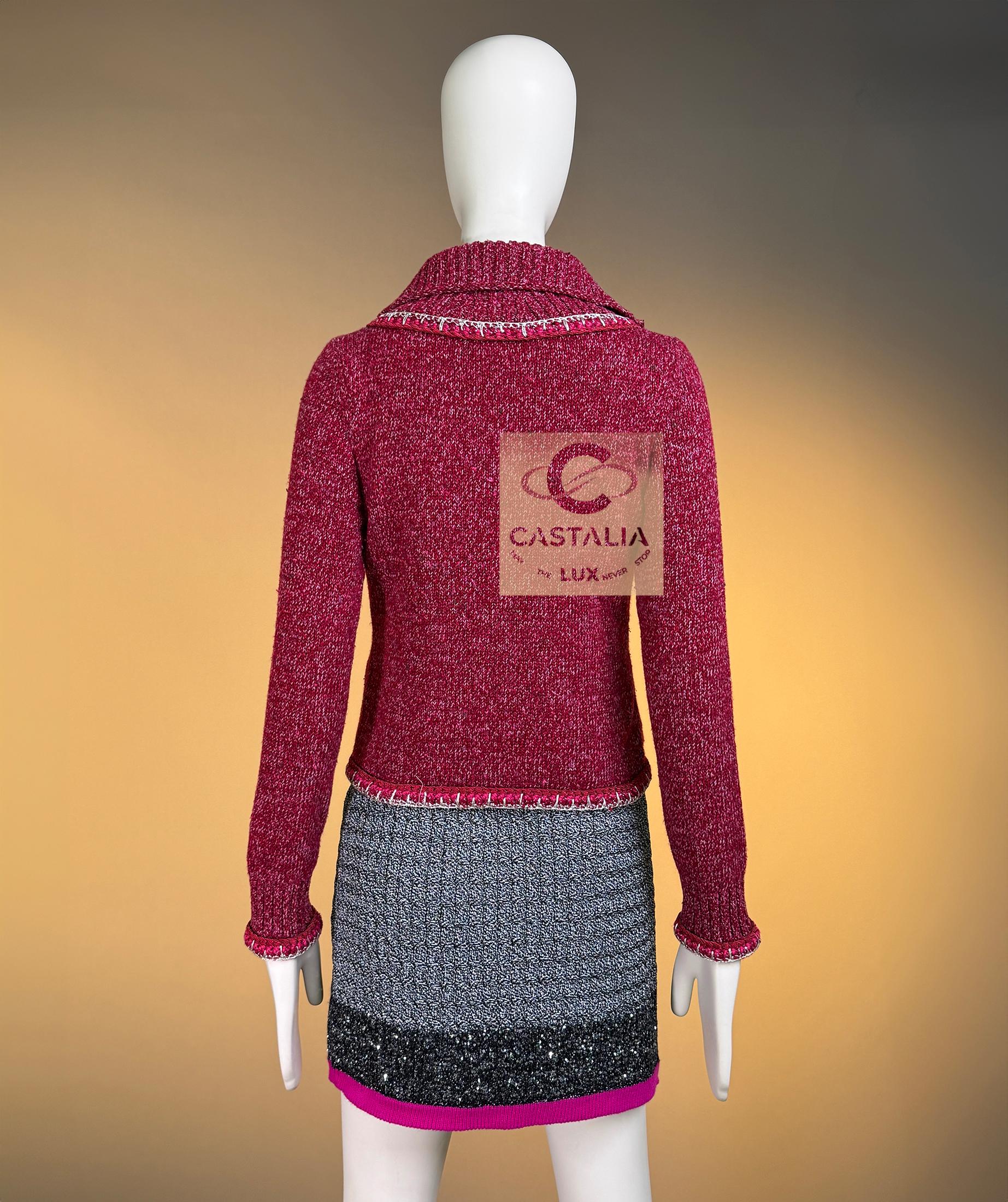 CHANEL Chaqueta Borgoña Icónica Estilo Kristen Stewart 36 FR en venta 11