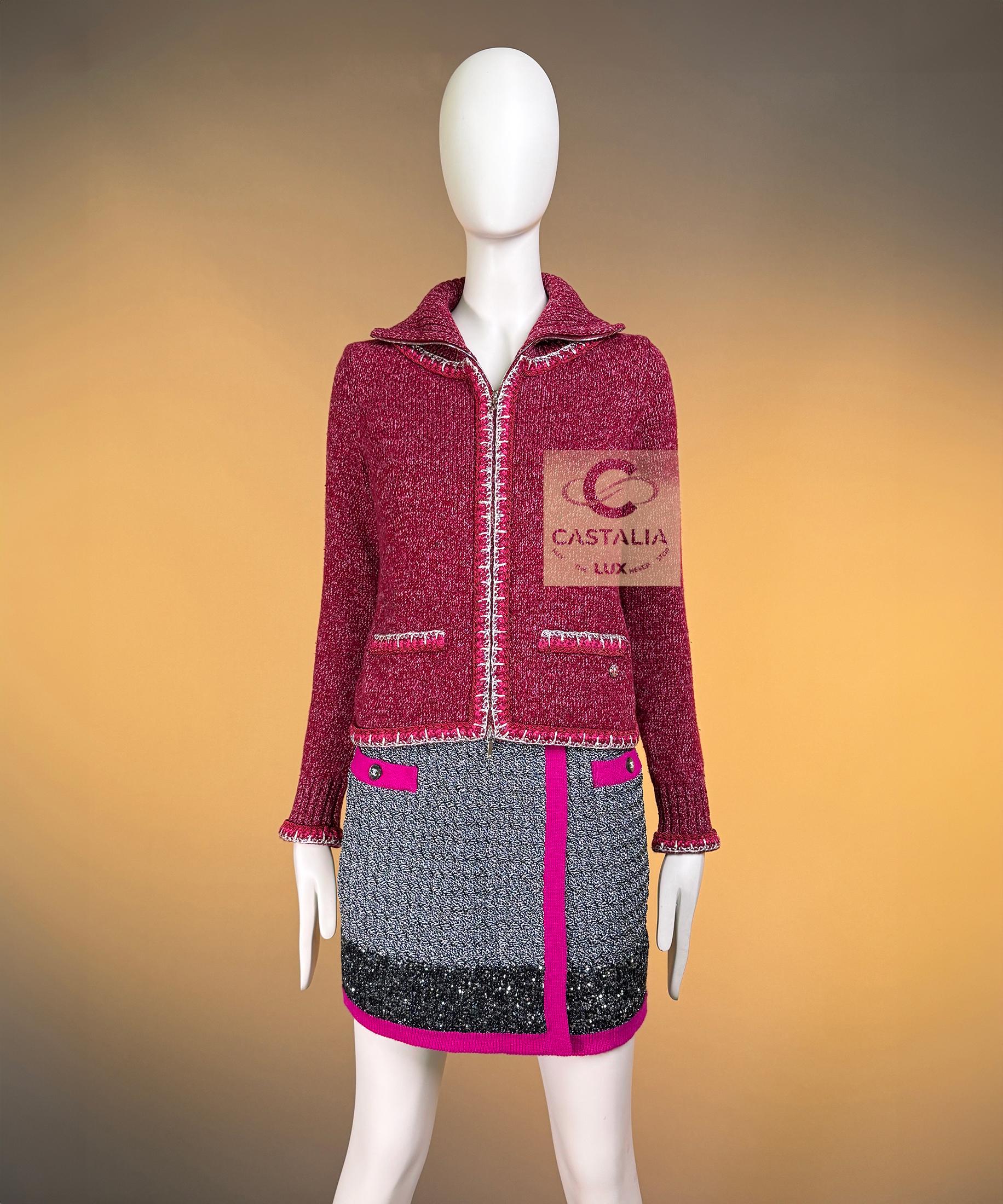 CHANEL Chaqueta Borgoña Icónica Estilo Kristen Stewart 36 FR en venta 2