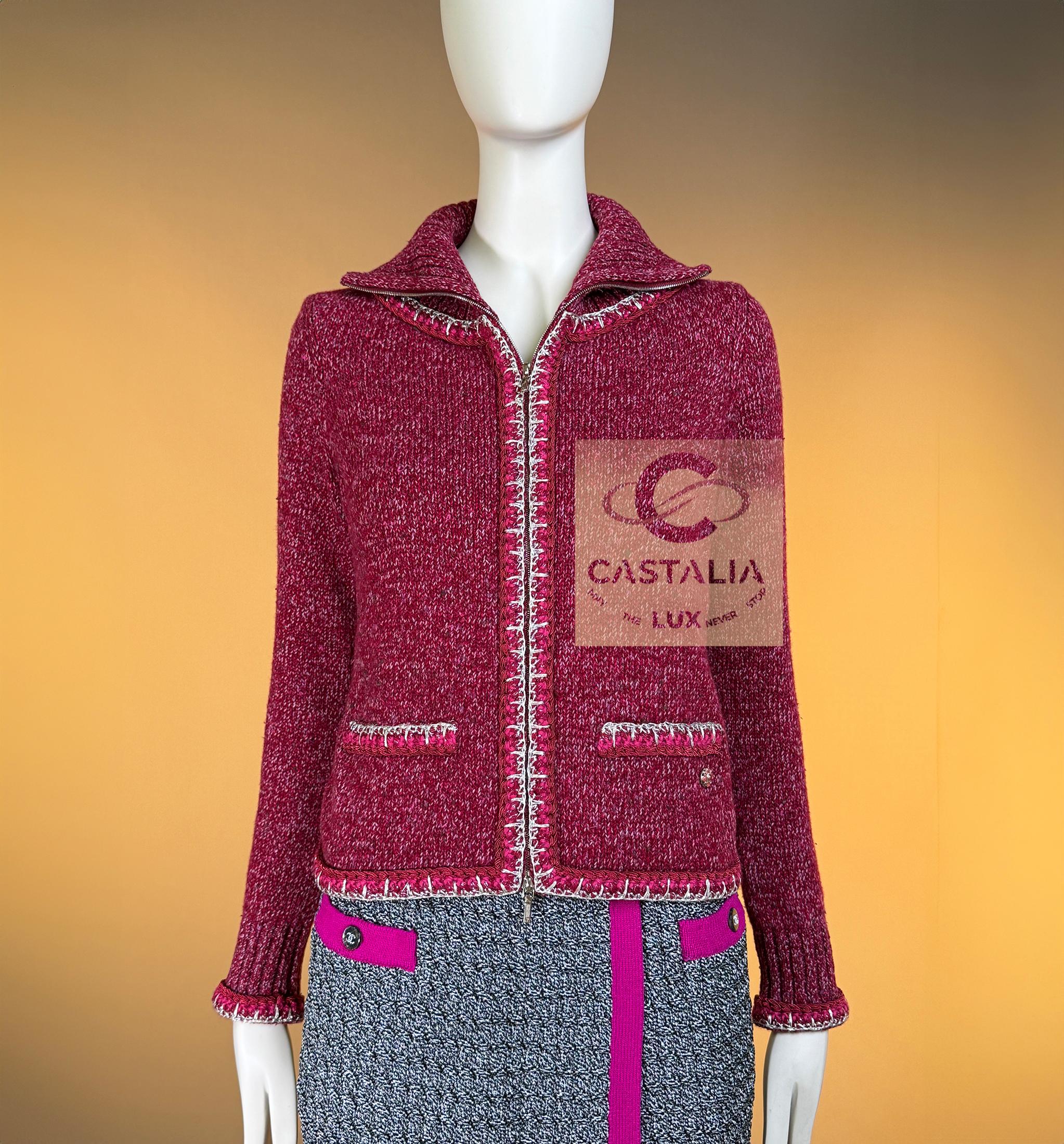 CHANEL Chaqueta Borgoña Icónica Estilo Kristen Stewart 36 FR en venta 3