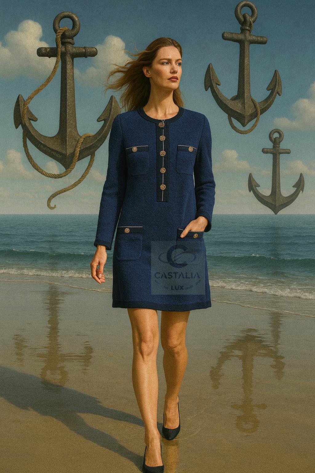 Chanel Iconic LA Pausa Vestito Navy senza tempo 36 FR In condizioni Nuovo in vendita a Dubai, AE