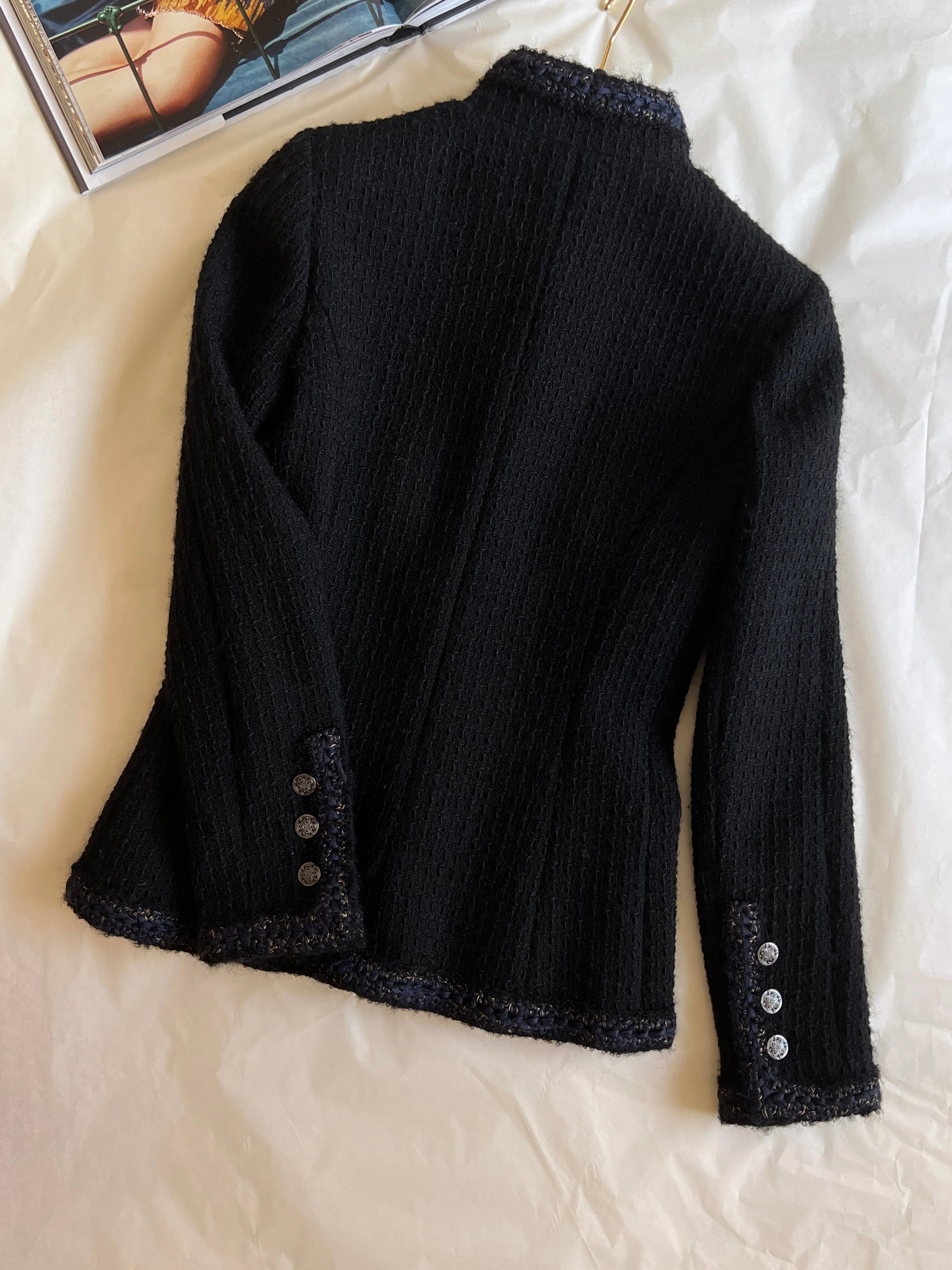 Chanel Iconic Little Black Tweed Jacket 4