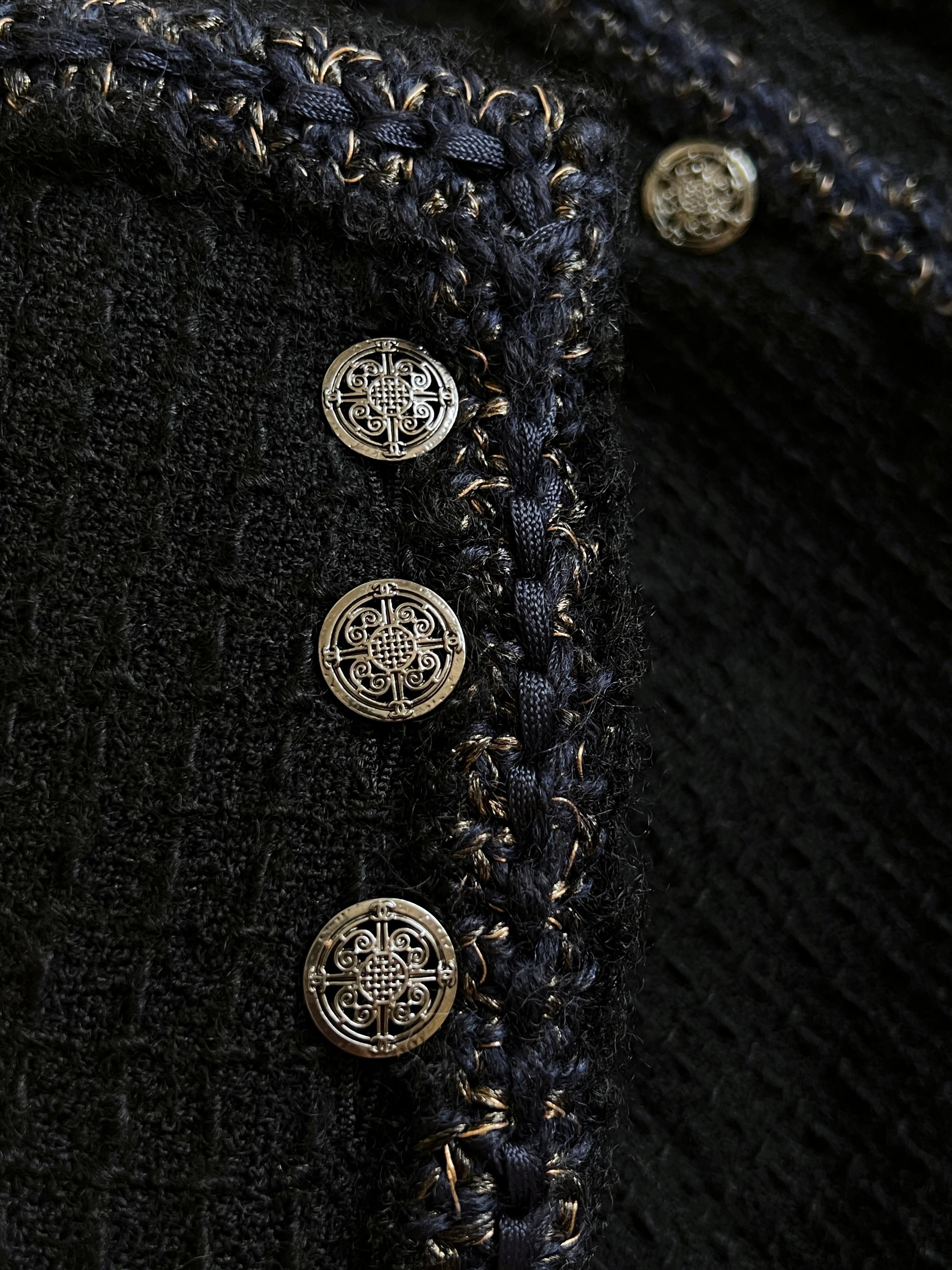 Chanel Iconic Little Black Tweed Jacket 2