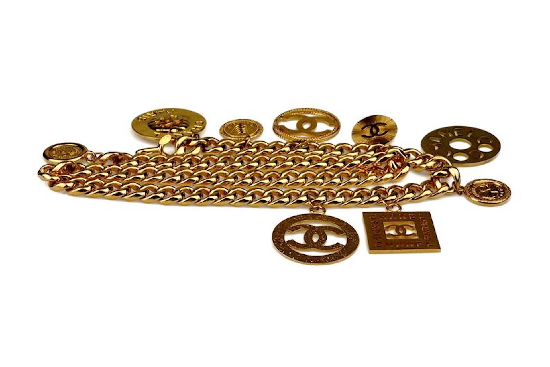 CHANEL Iconic Logo Medallion Charm Necklace Belt 3