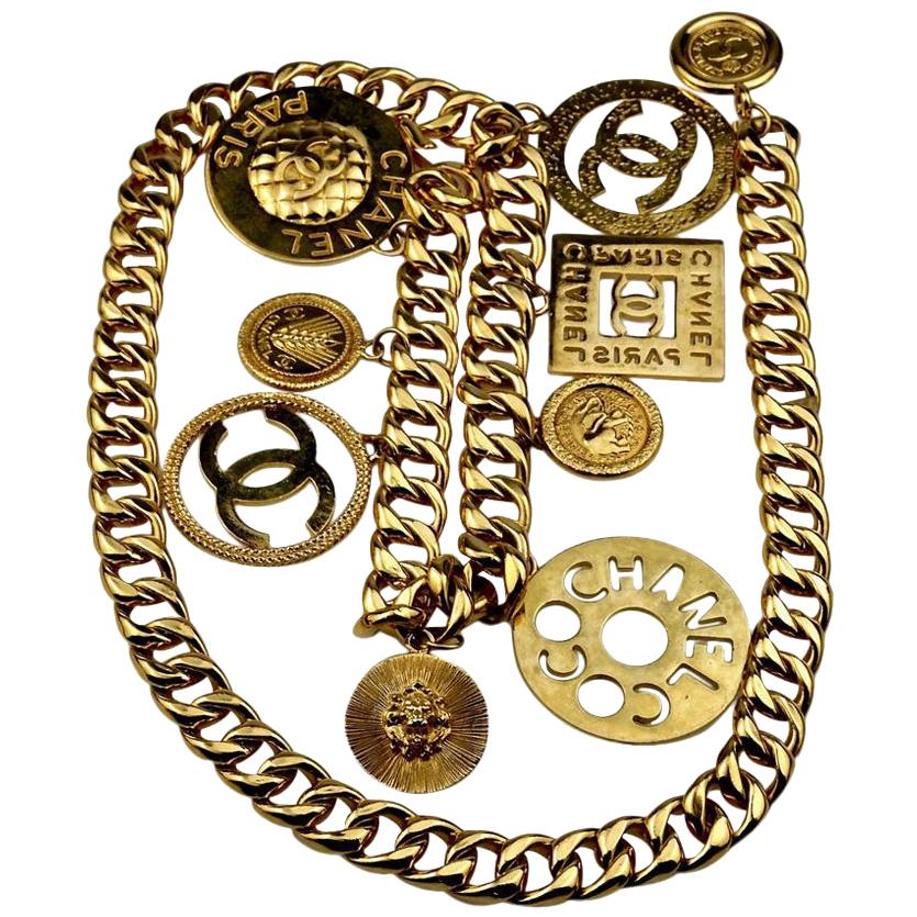 CHANEL Iconic Logo Medallion Charm Necklace Belt
