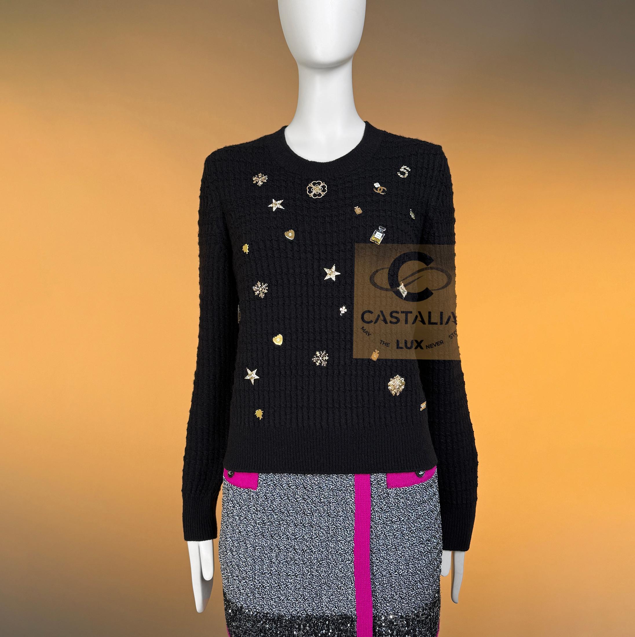 Chanel Iconic Lucky Charms - Maglia in cashmere 38 FR in vendita 6