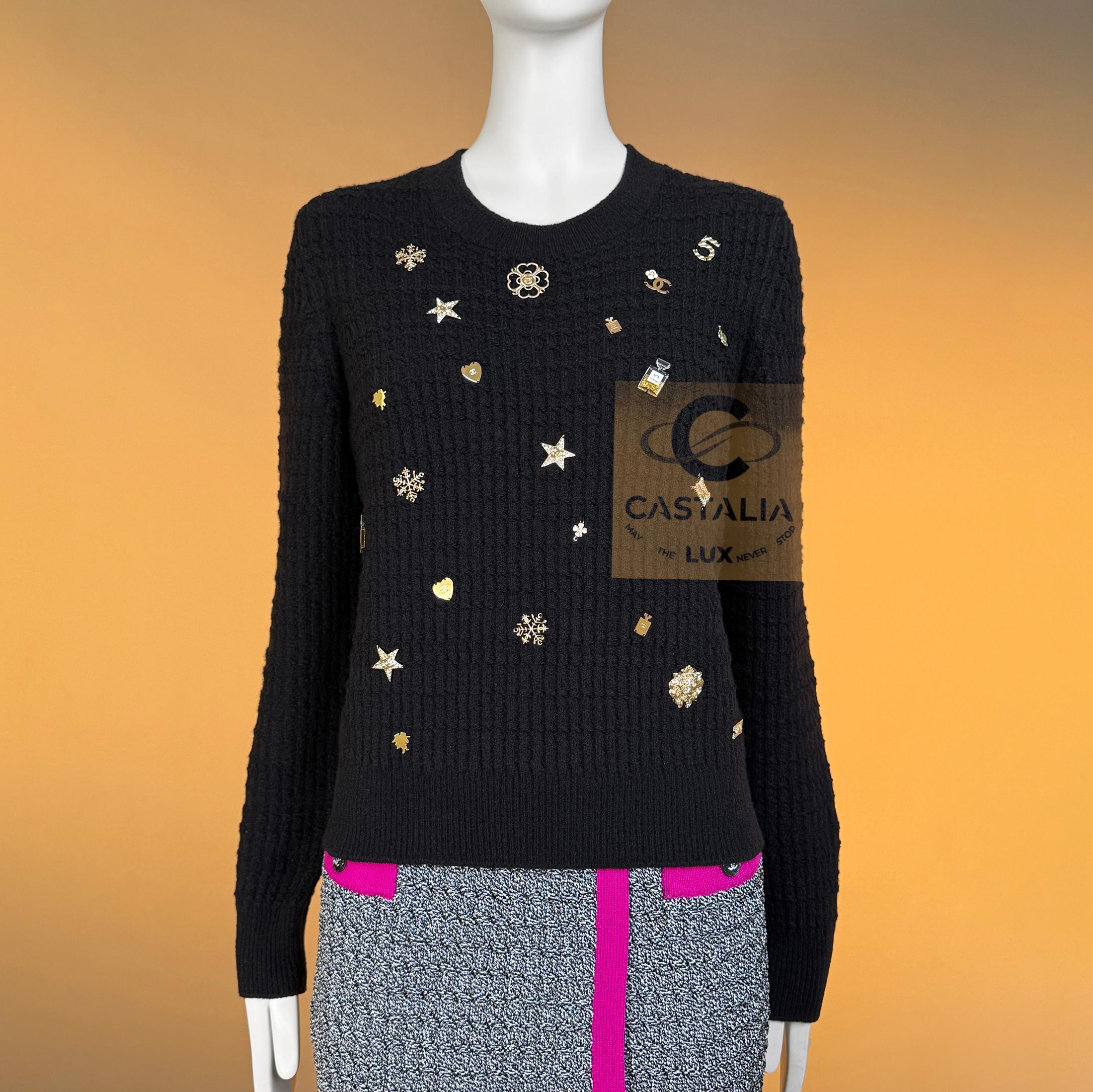 Chanel Iconic Lucky Charms - Maglia in cashmere 38 FR in vendita 1