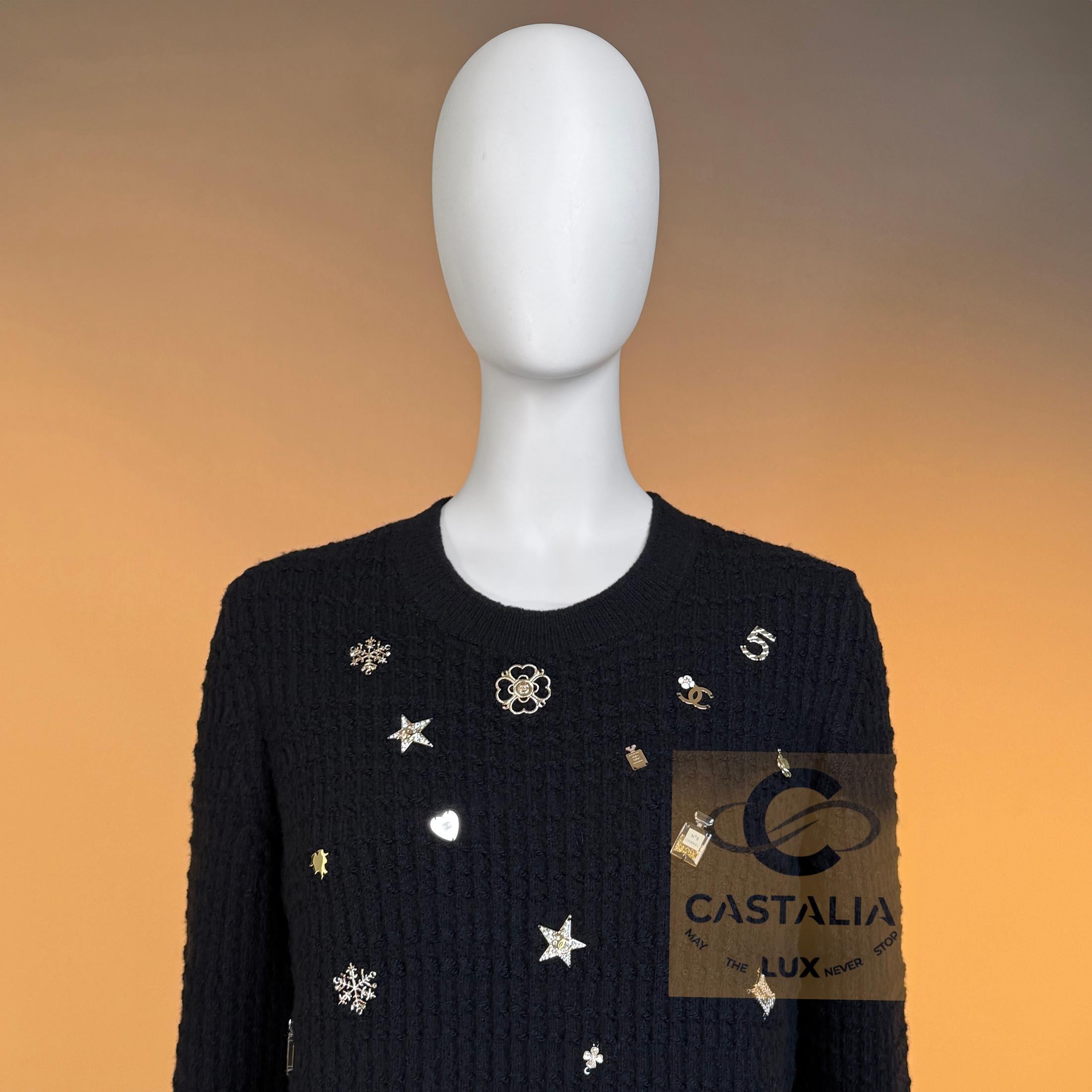 Chanel Iconic Lucky Charms - Maglia in cashmere 38 FR in vendita 4
