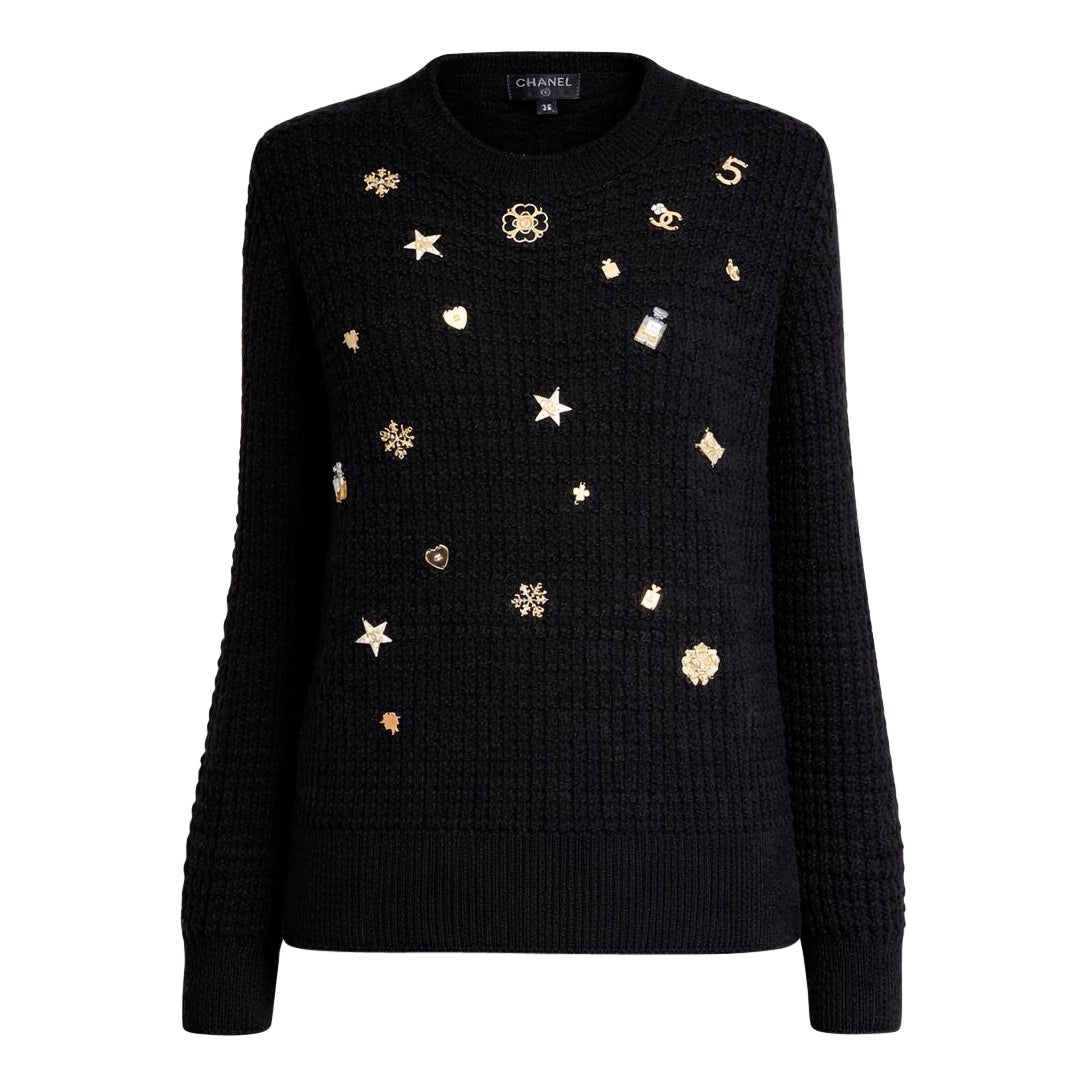 CHANEL Iconic Lucky Charms Cashmere Jumper 38 FR en vente