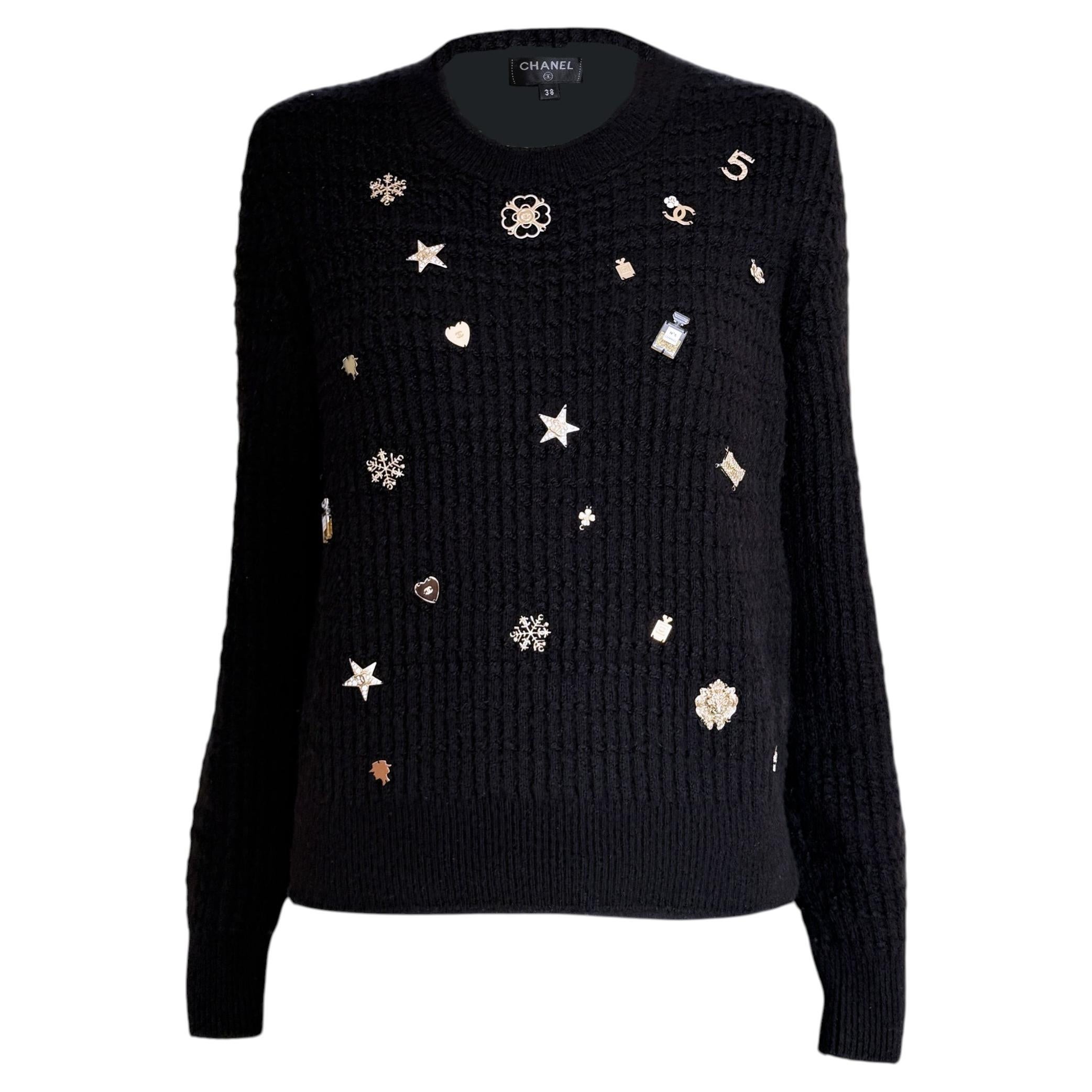 CHANEL Iconic Lucky Charms Kaschmir-Pullover 38 FR