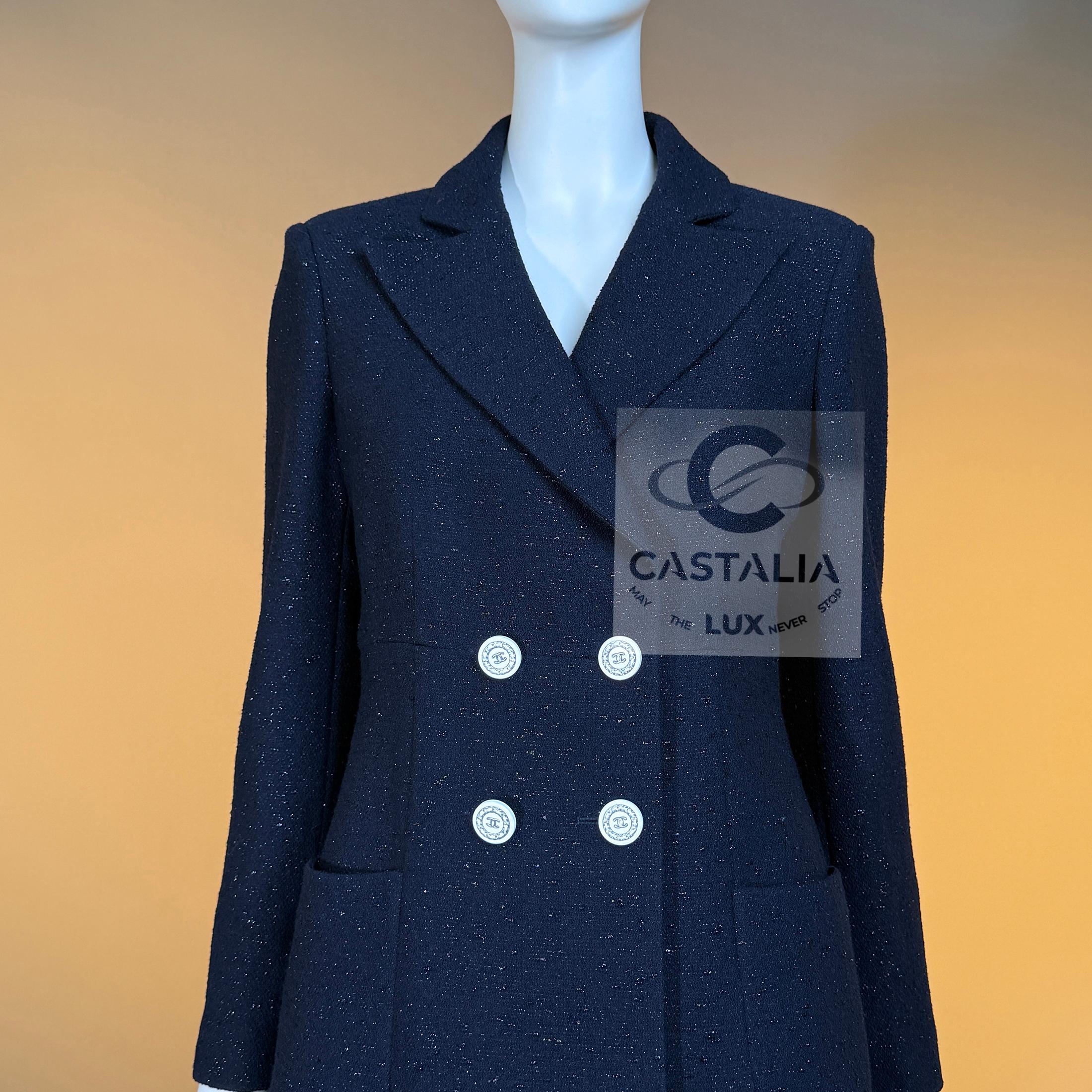 CHANEL Iconic Marine schimmernde Jacke 36 FR im Angebot 5