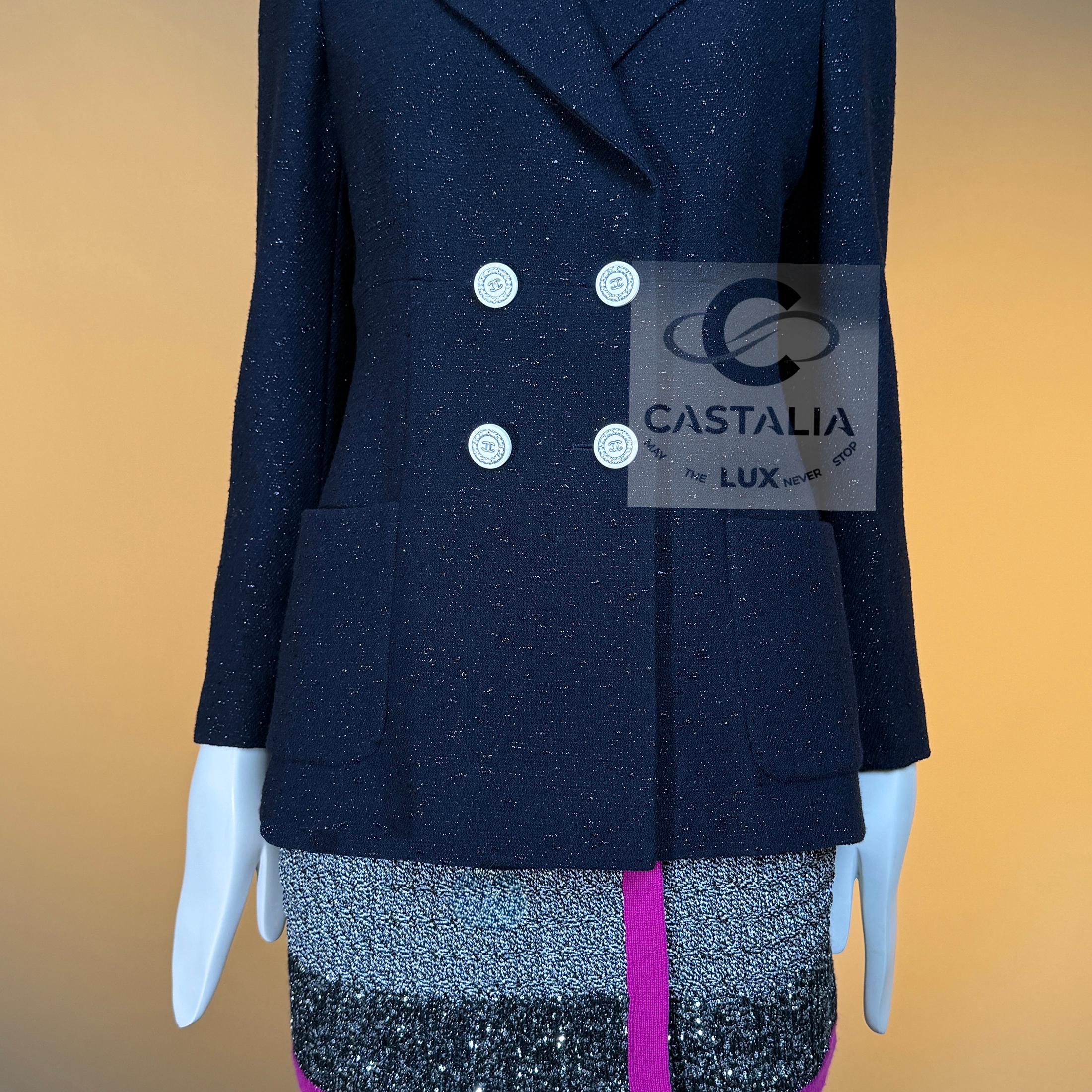 CHANEL Iconic Marine schimmernde Jacke 36 FR im Angebot 6