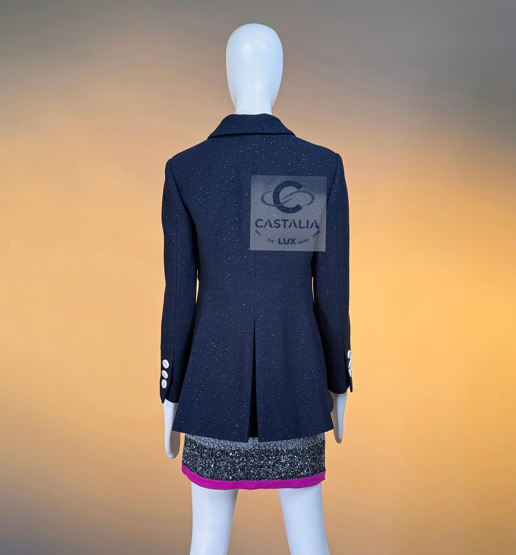 CHANEL Iconic Marine schimmernde Jacke 36 FR im Angebot 11