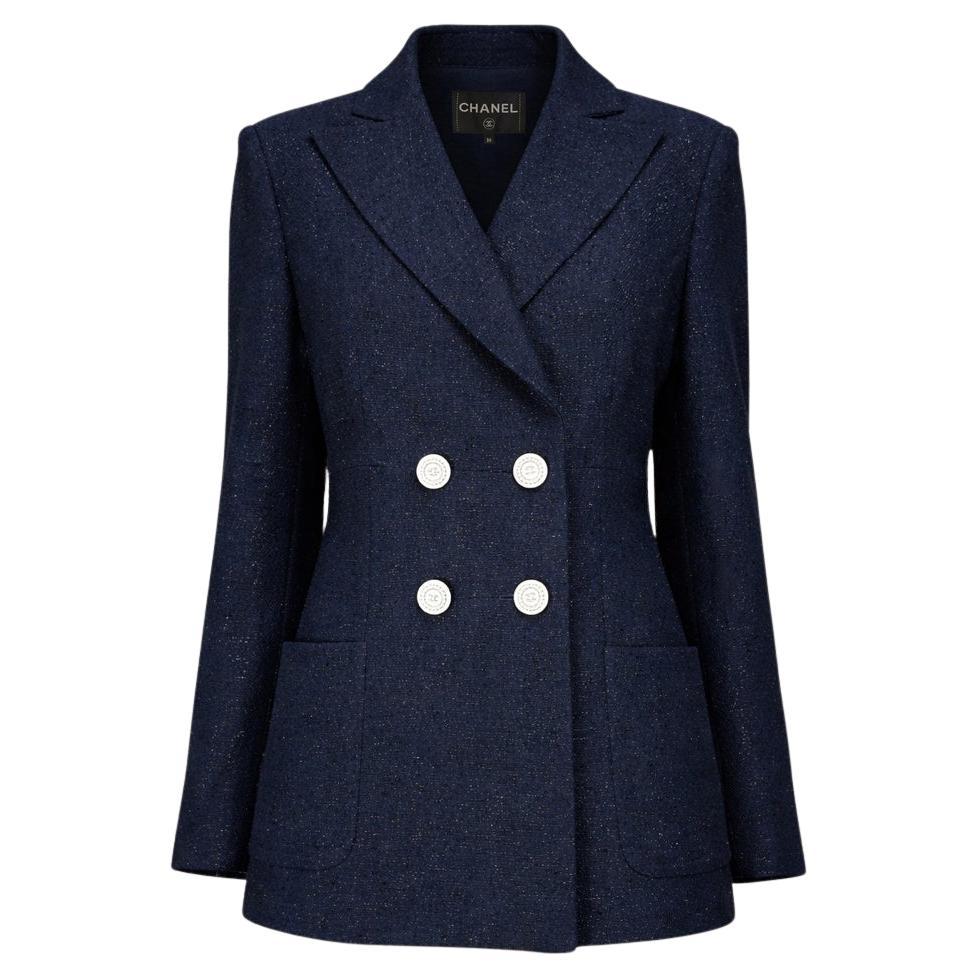 CHANEL Iconic Navy Shimmer Jacket 36 FR