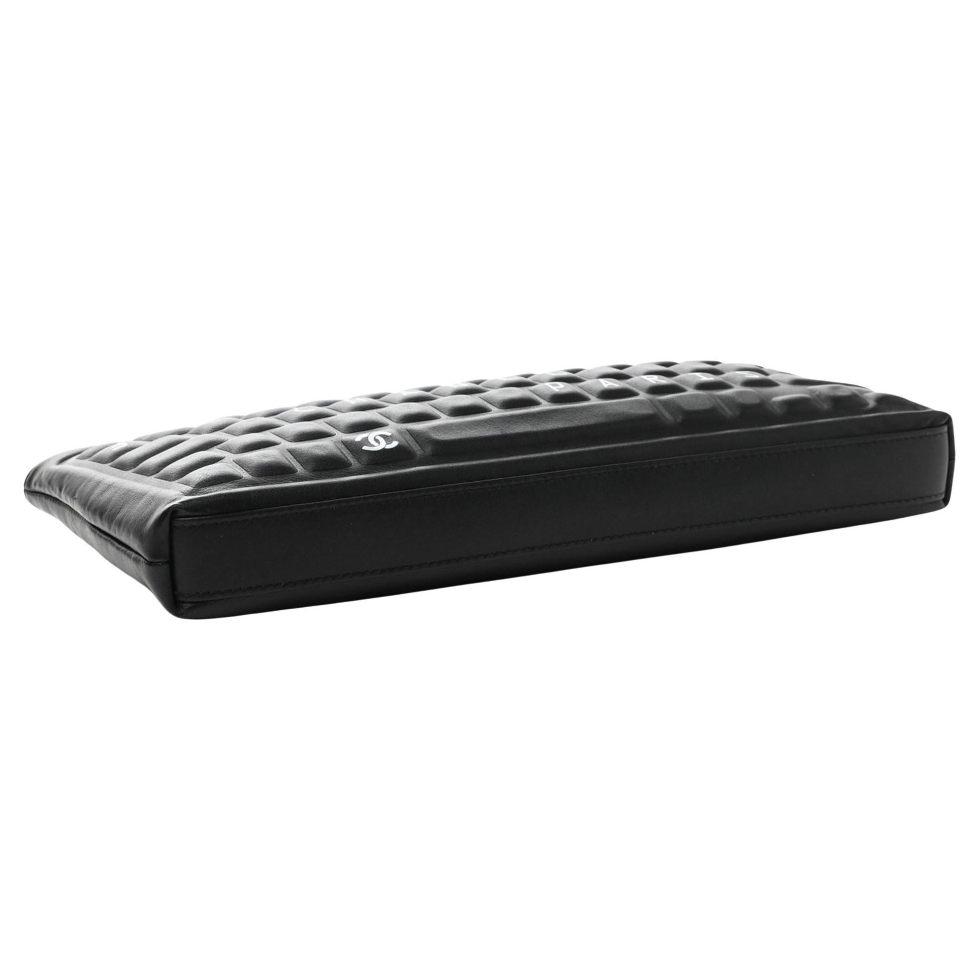 Chanel Iconic Novelty Keyboard Black Lambskin Clutch Minaudière For Sale 1