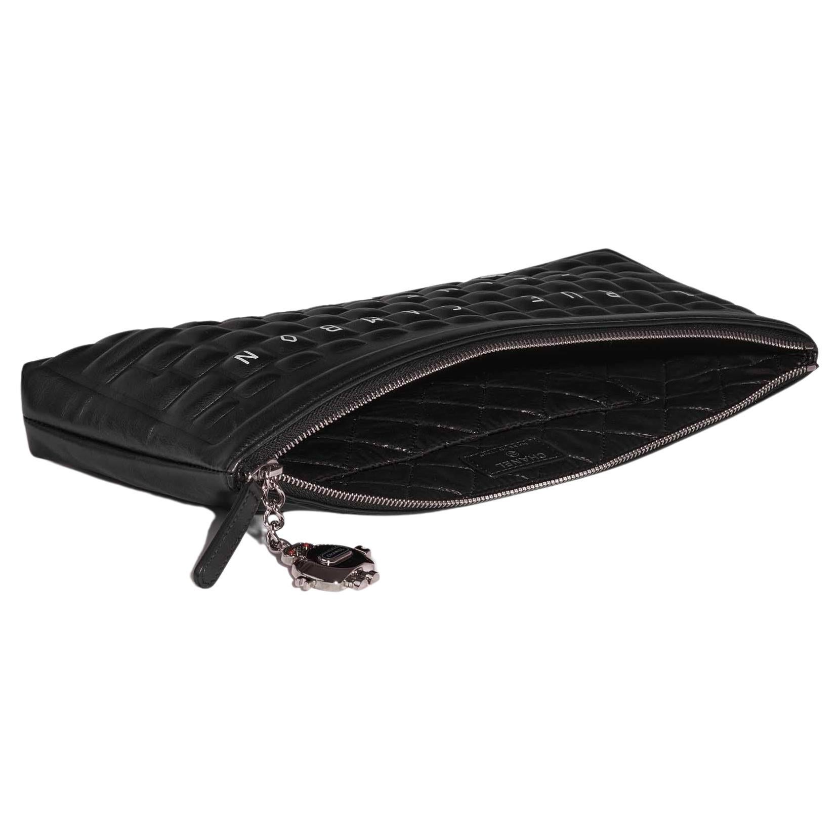 Chanel Iconic Novelty Keyboard Black Lambskin Clutch Minaudière   For Sale 3