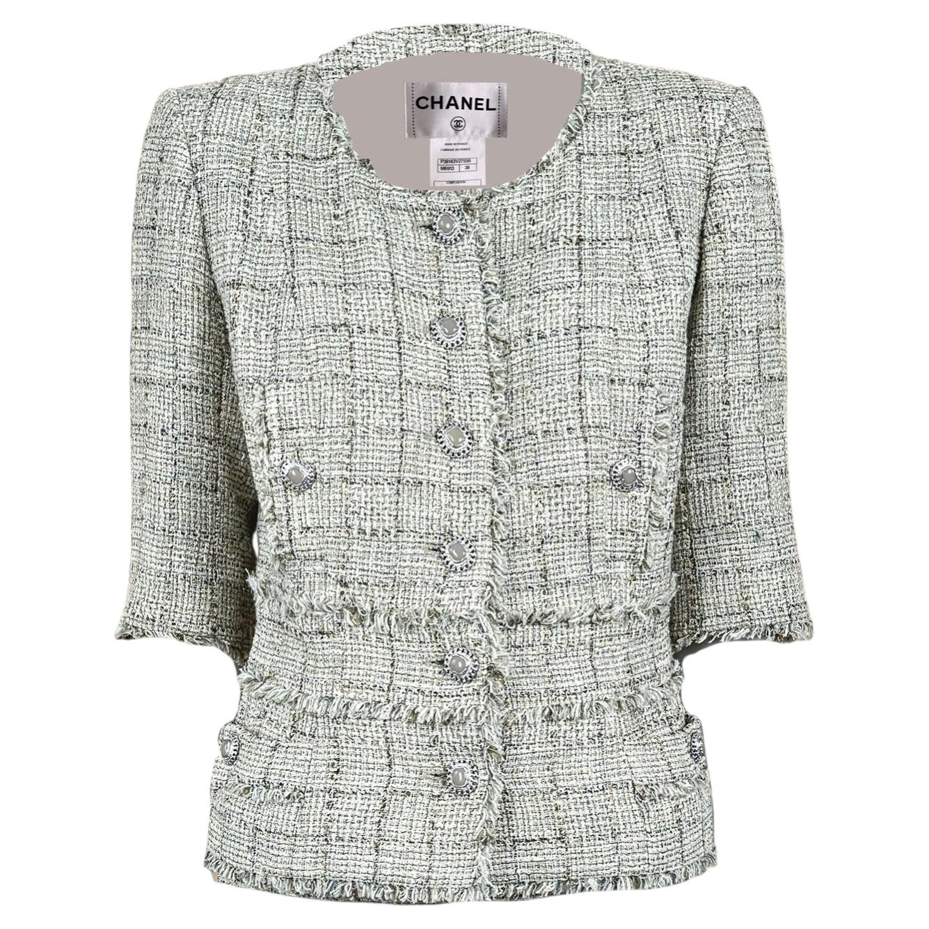 CHANEL Iconic Nude Beige Zeitlose Tweedjacke 38 FR