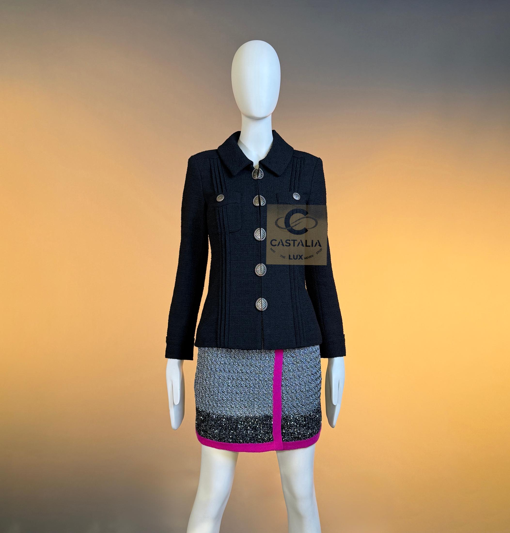 CHANEL - Veste en tweed noir Icone Paris / iCon 34 FR Unisexe en vente
