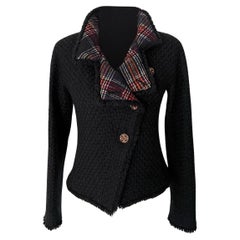 Chanel Iconic Paris / Edinburgh Black Tartan Tweed Jacket 36 FR