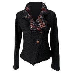Chanel Iconic Paris / Edinburgh Giacca in tweed tartan nero 38 FR