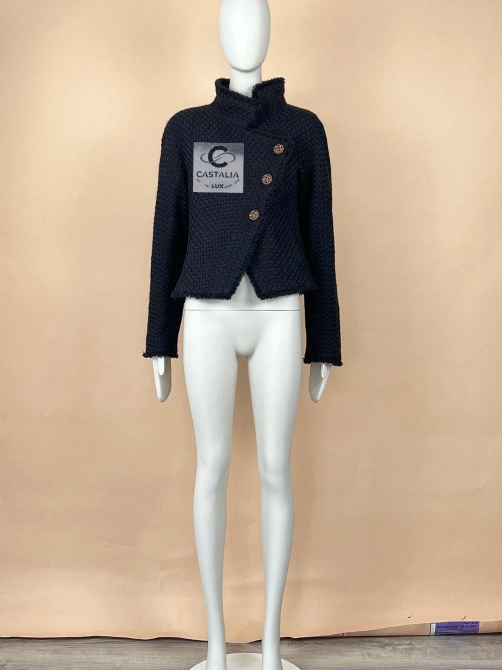 Chanel Iconic París / Edimburgo Chaqueta de tweed de tartán negro 8