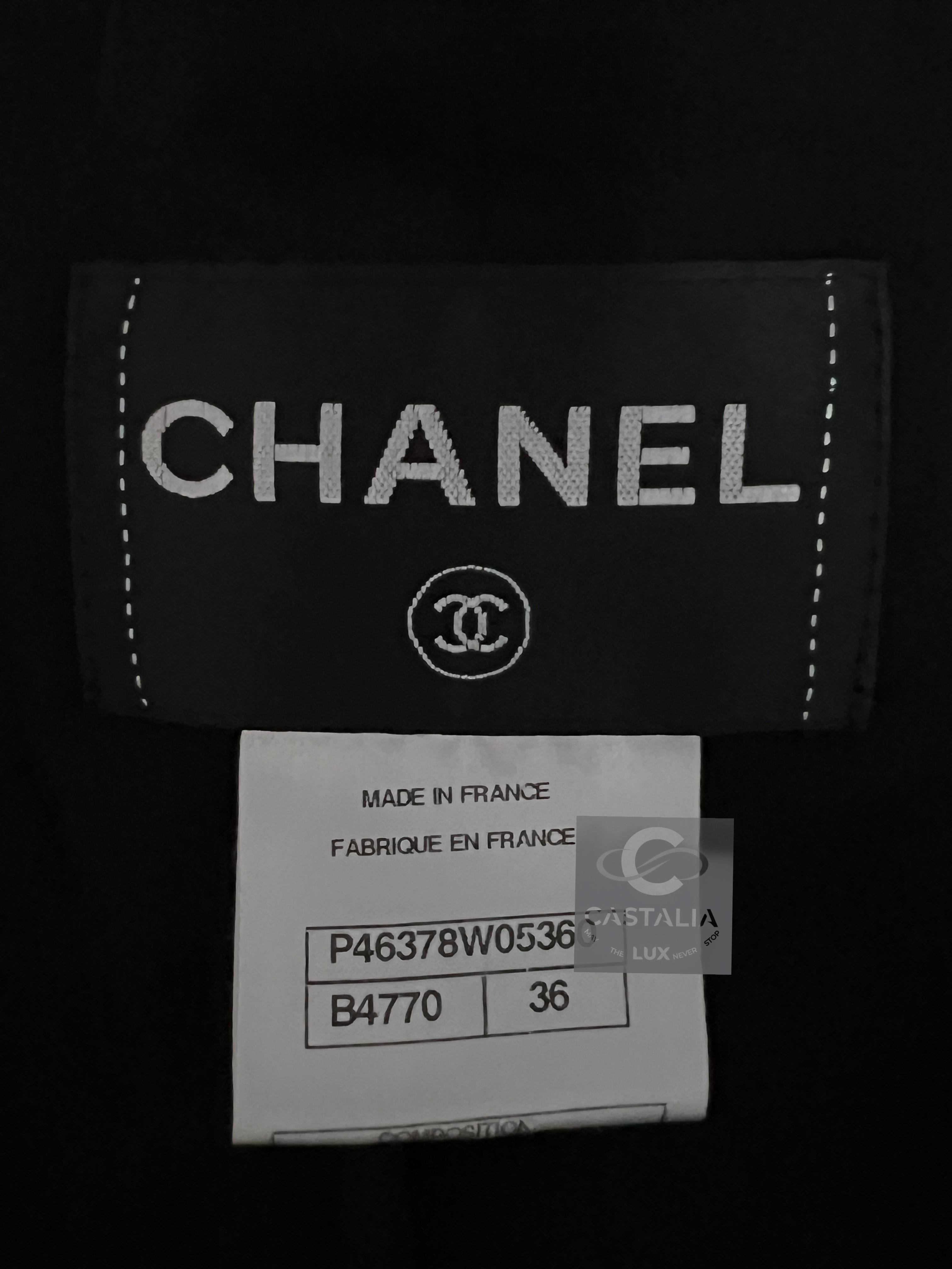Chanel Iconic París / Edimburgo Chaqueta de tweed de tartán negro 11