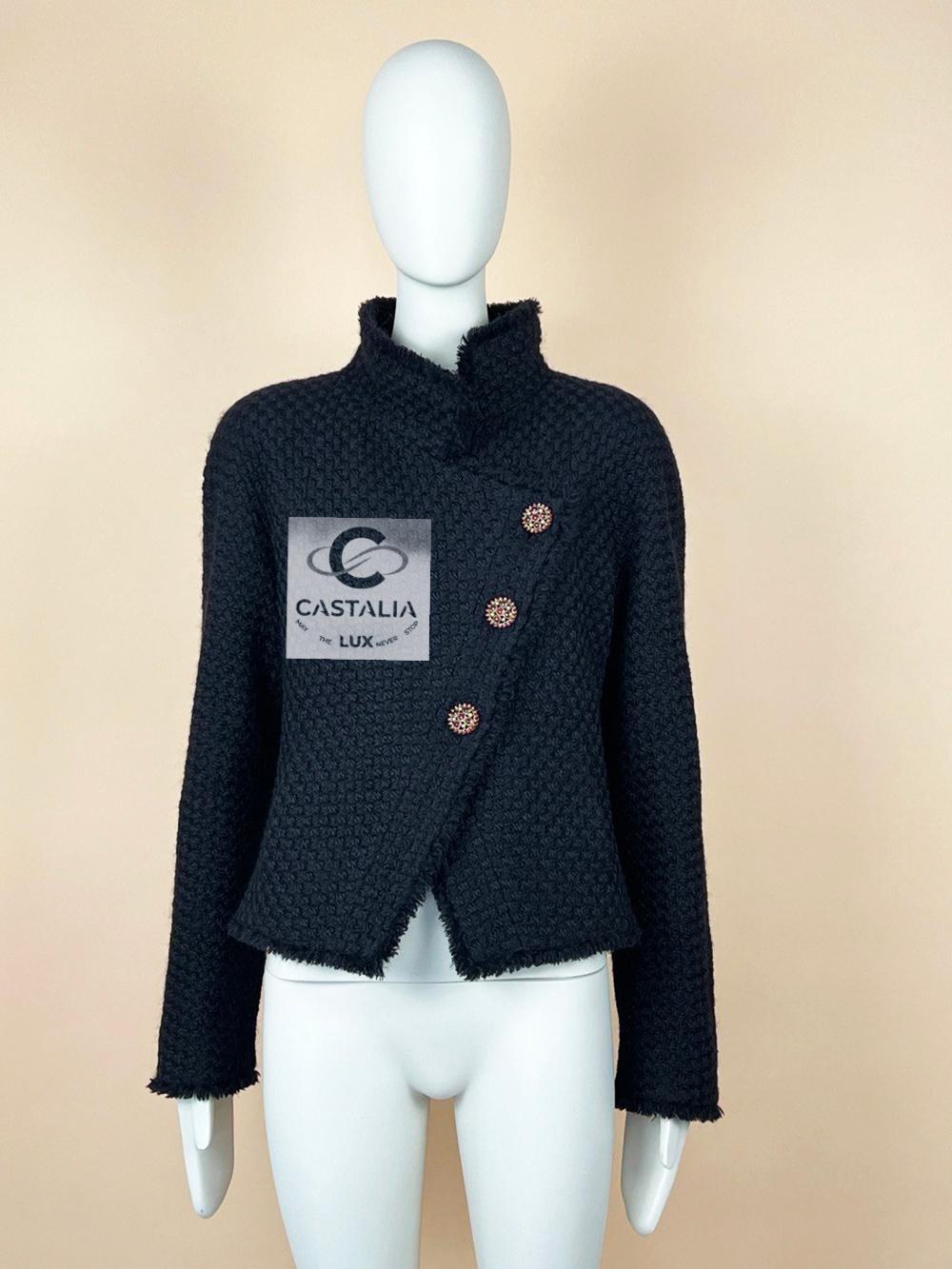 Femenino o masculino Chanel Iconic París / Edimburgo Chaqueta de tweed de tartán negro