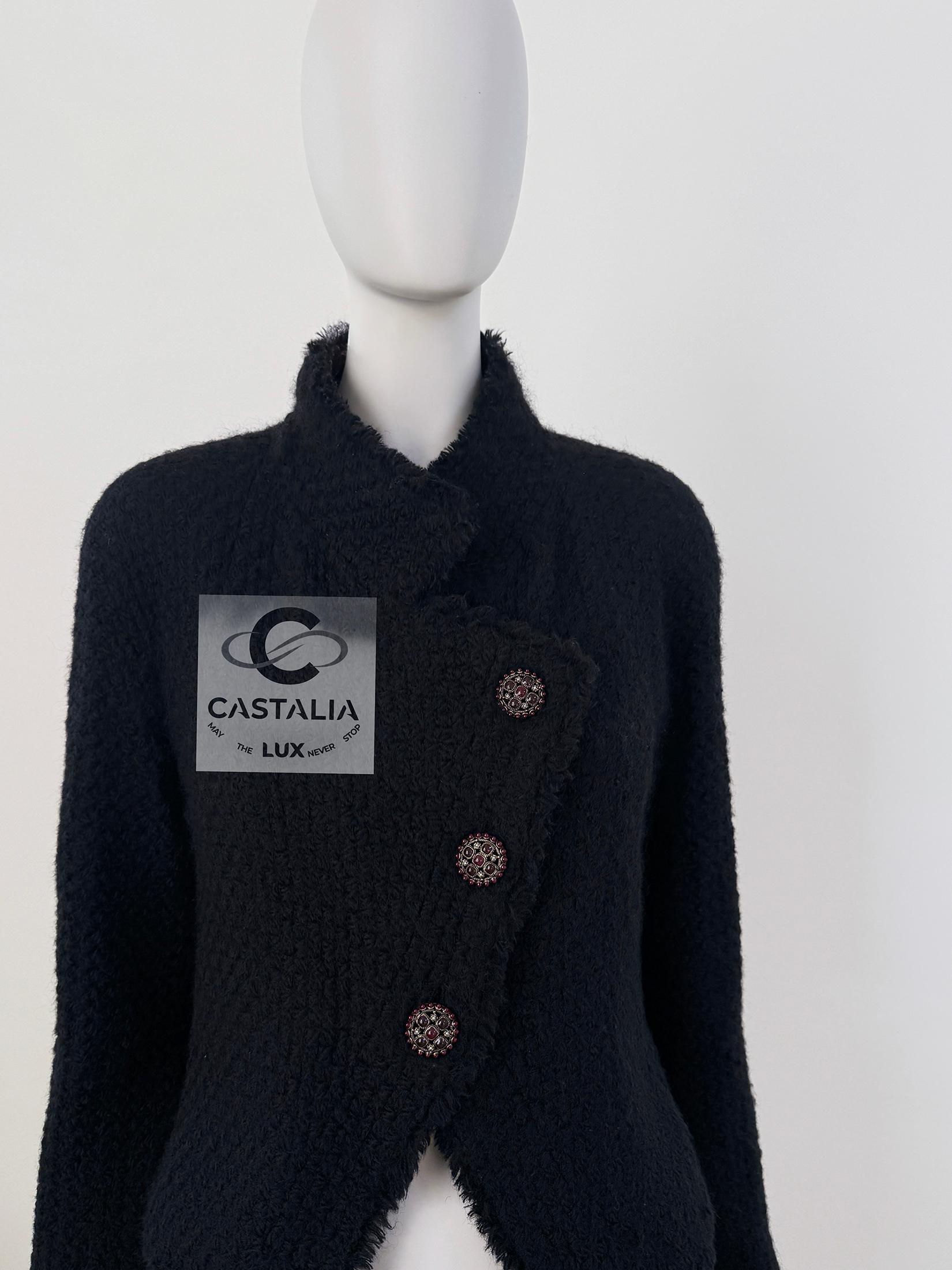 Chanel Iconic Paris / Edinburgh Schwarze Tartan-Tweedjacke 38 FR im Angebot 1