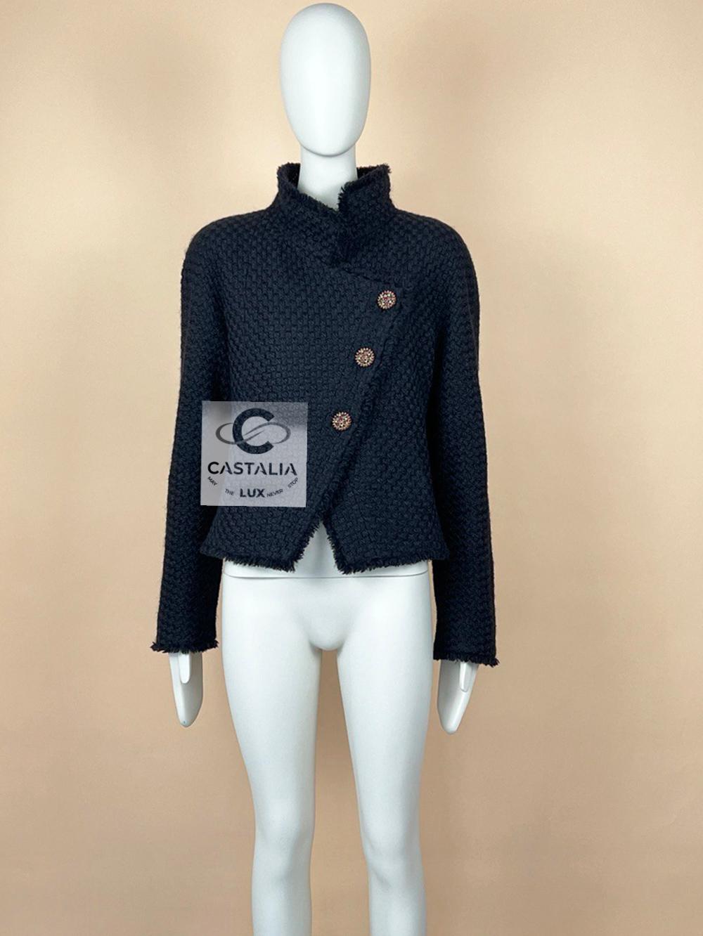 Chanel Iconic París / Edimburgo Chaqueta de tweed de tartán negro 2