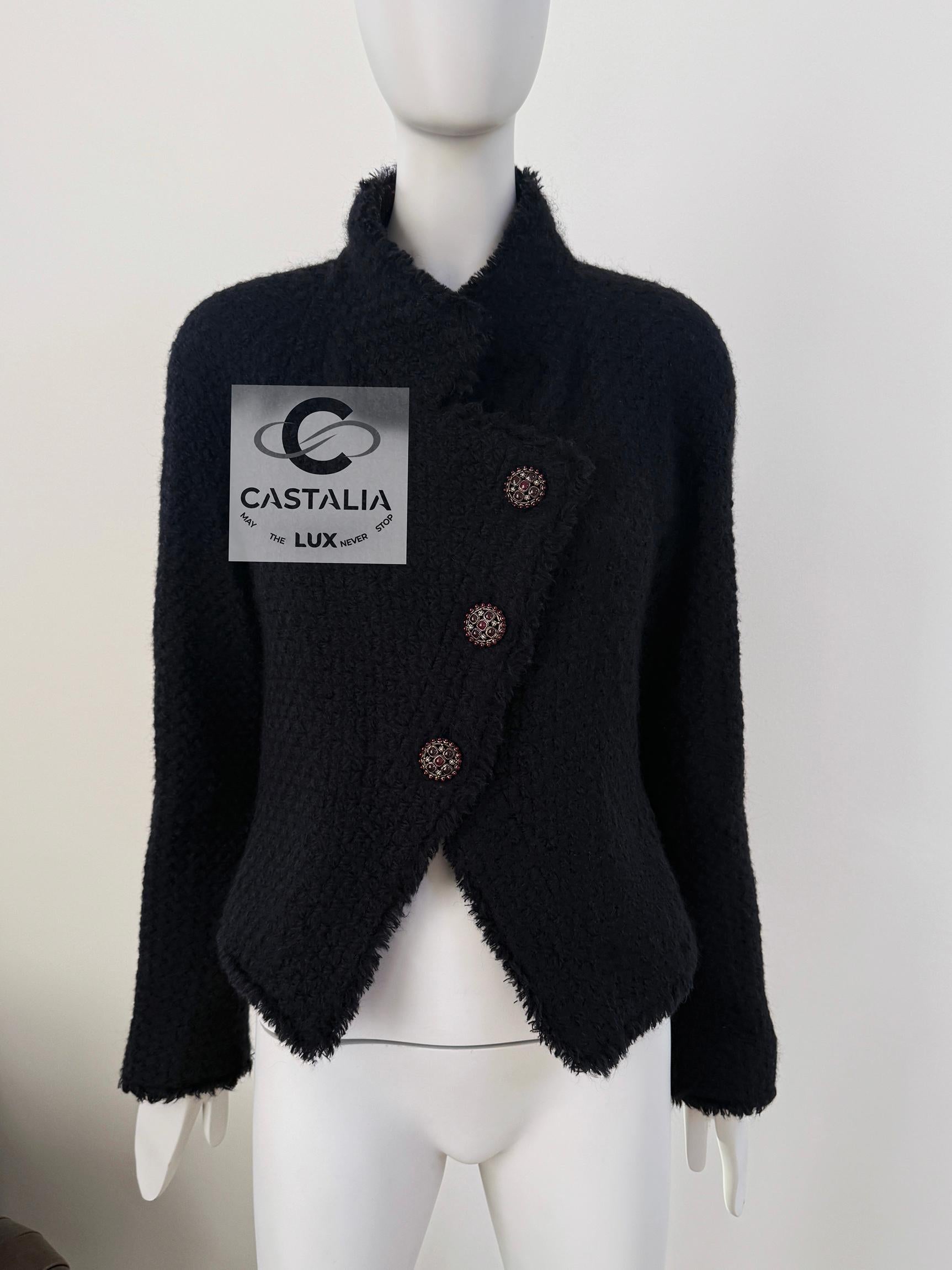 Chanel Iconic Paris / Edinburgh Schwarze Tartan-Tweedjacke 38 FR im Angebot 4
