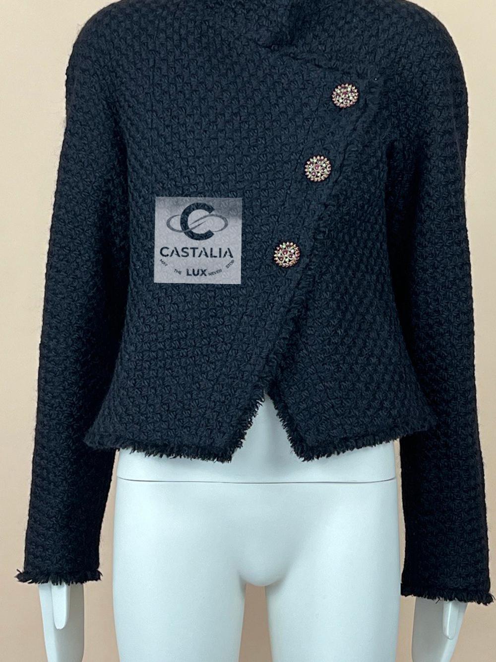 Chanel Iconic París / Edimburgo Chaqueta de tweed de tartán negro 4