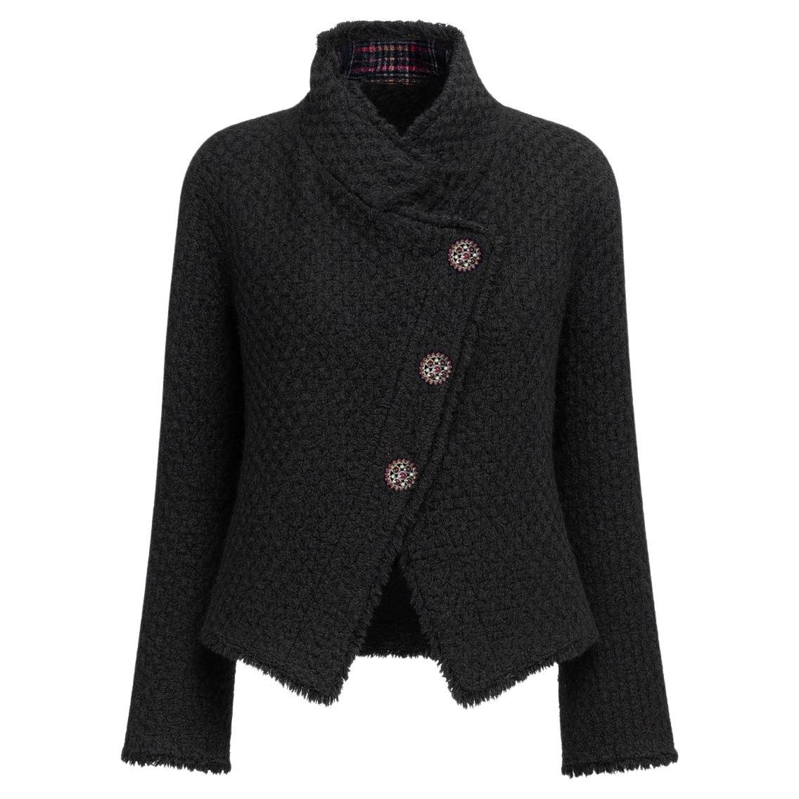 CHANEL Iconic Paris / Edinburgh Black Tweed Jacket 40 FR